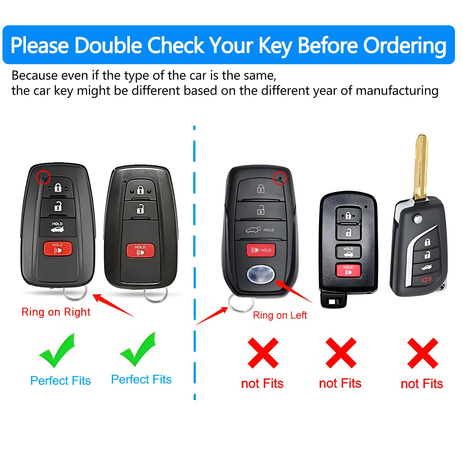 Tukellen For Toyota Key Fob Cover Genuine Leather With Keychain,Leather Key Case Protector Compatible With 2020-2022 Highlander Corolla Prius 2018-2024 Rav4 Camry Avalon C-Hr Gt86 -Red