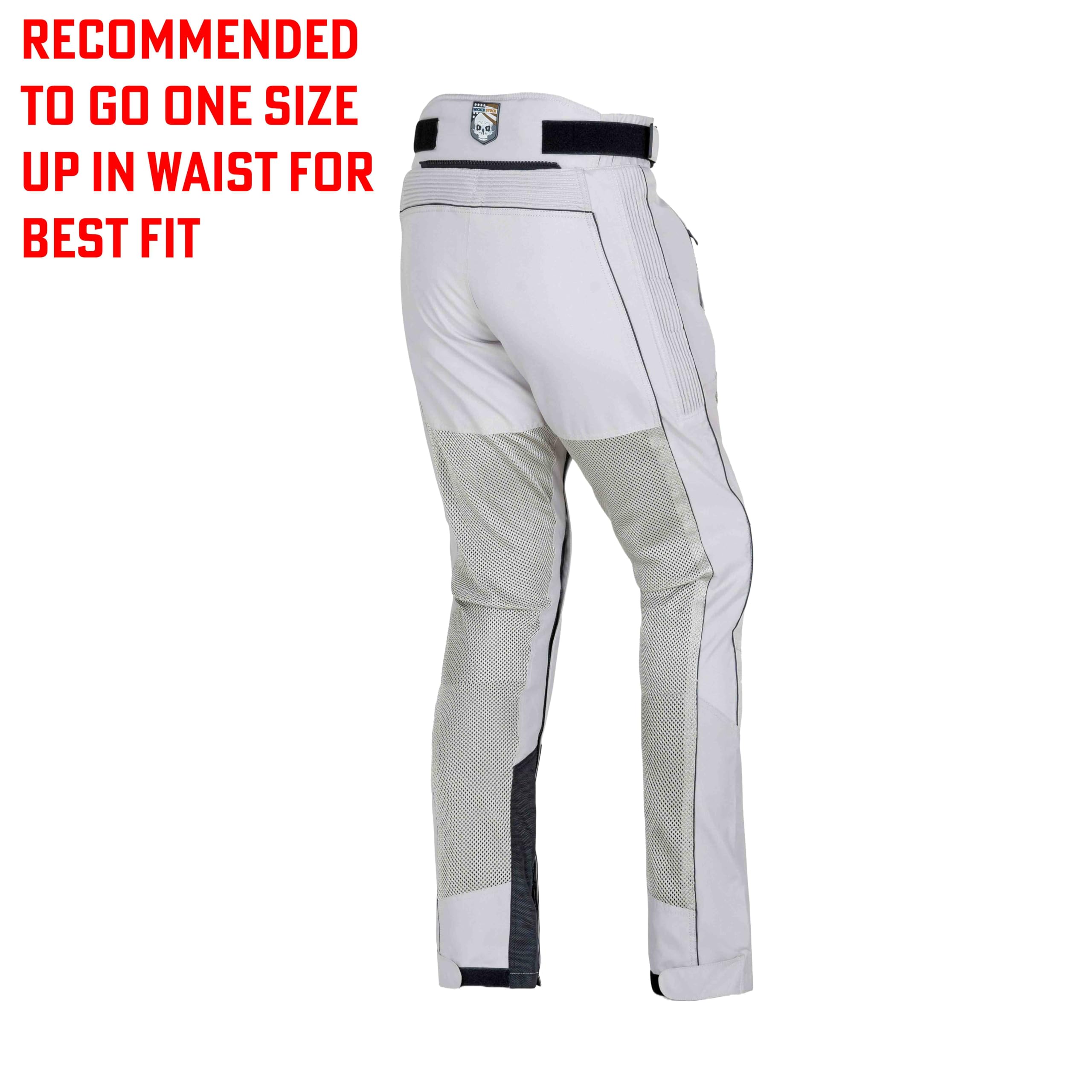 WICKED STOCK Mesh Motorcycle Pants with Armor - Adventure Riding Gear - Gray