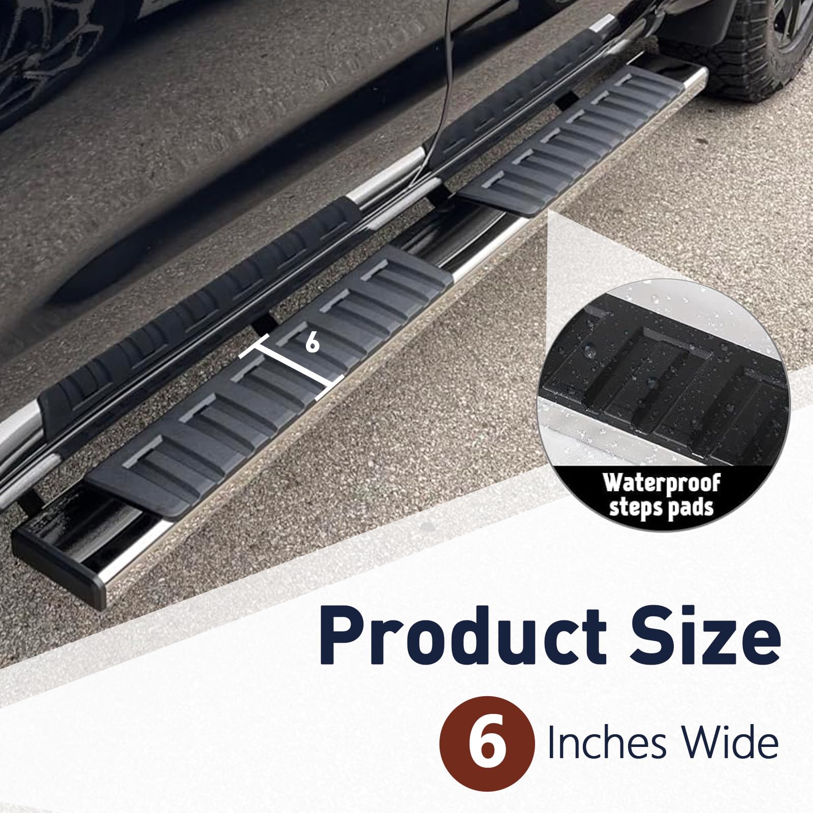 Running Boards 6 Inches Crew Cab For Chevy Silverado/Gmc Sierra 2007-2018 1500 | 2019 Limited/Ld | 2007-2019 2500Hd/3500Hd (4 Fu