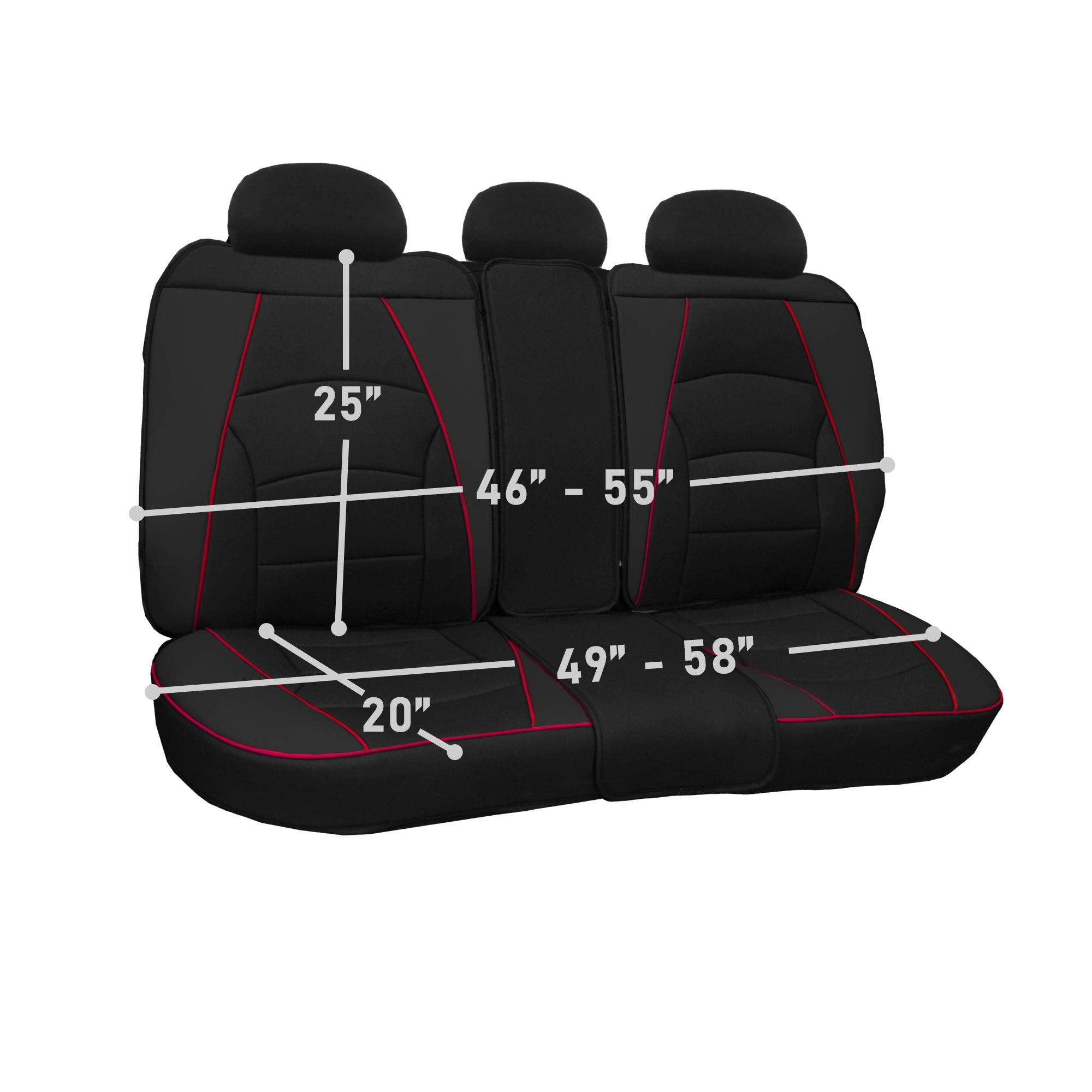 FH Group Car Seat Cover - Solid Gray Faux Leather, Rear Bench Set, Universal Fit for SUV, Sedan, Van - Model PU205013SOLIDGRAY