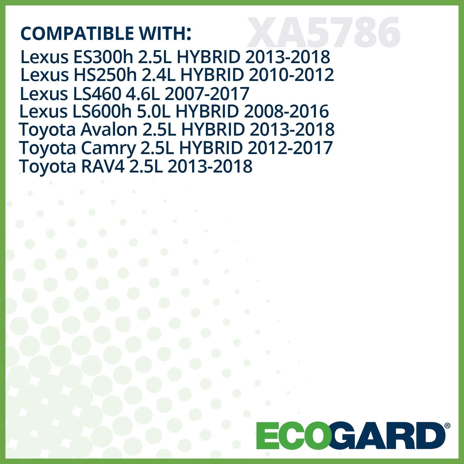 ECOGARD XA5786 Premium Engine Air Filter Fits Toyota RAV4 2.5L 2013-2018, Camry 2.5L HYBRID 2012-2017, Avalon 2.5L HYBRID 2013-2