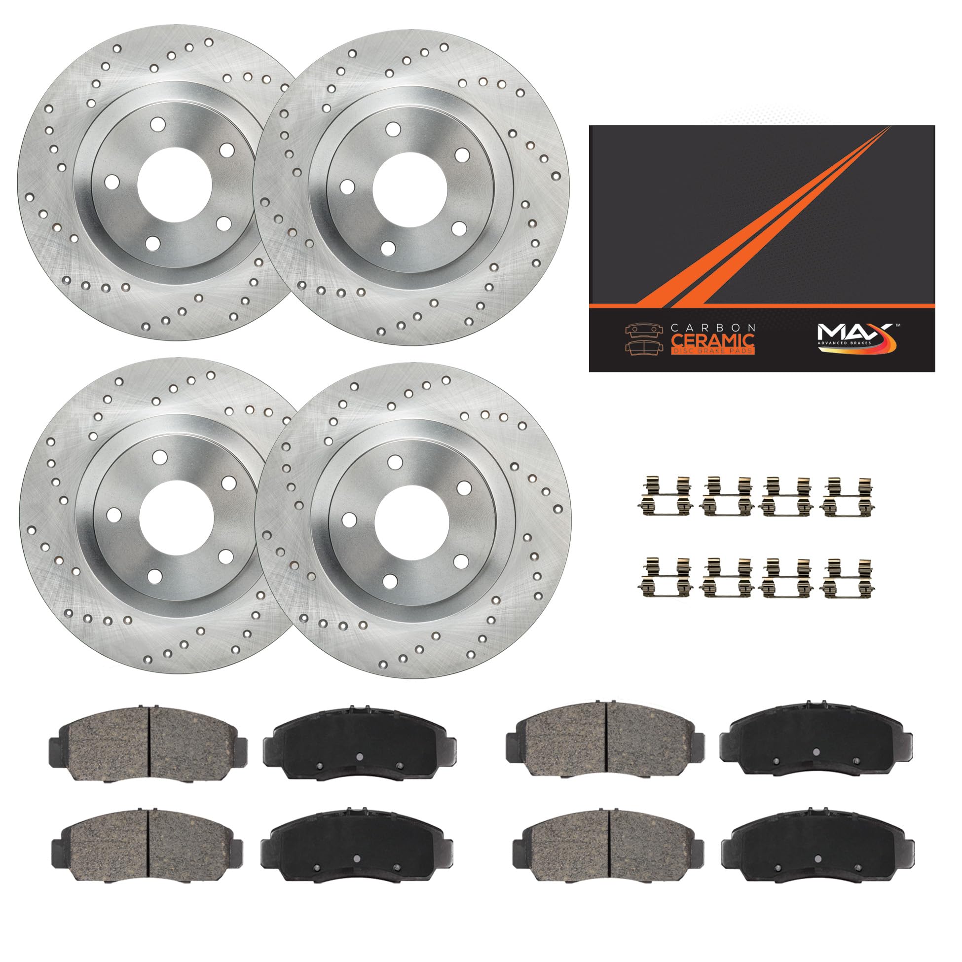 Max Advanced Brakes Front & Rear Brake Kit Compatible With 2017 2018 2019 2020 Hyundai Elantra Exc 1.6 L4 Engine Replacement Cro