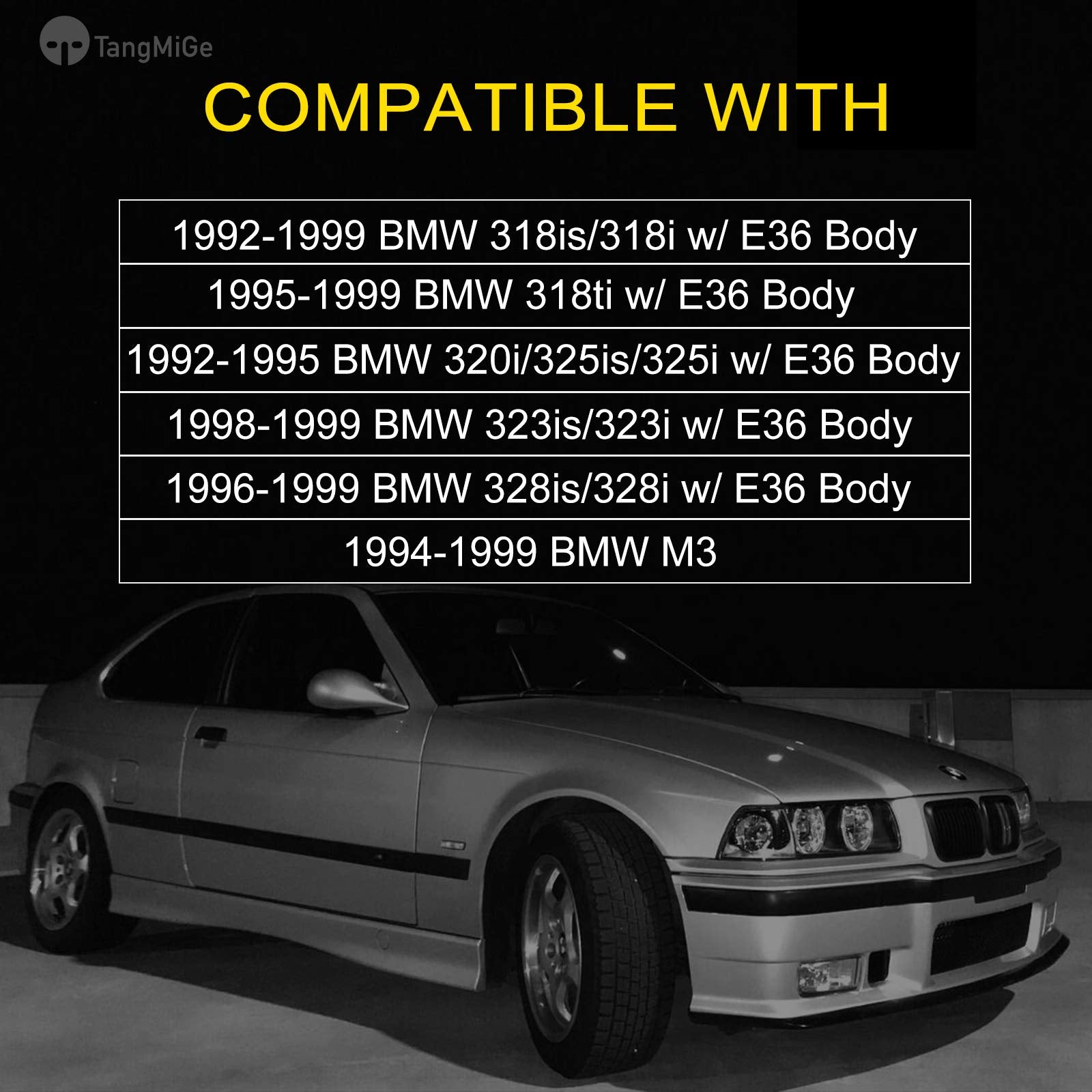 Tangmige Fog Lights Lamps For 1992 1993 1994 1995 1996 1997 1998 1999 Bmw (M3 / E36) 318I 318Is 318Ti 320I 323I 323Is 325I 325Is 328I 328Is 3 Series Original Design, 1 Pair, Smoke Lens, W/H1 Bulbs
