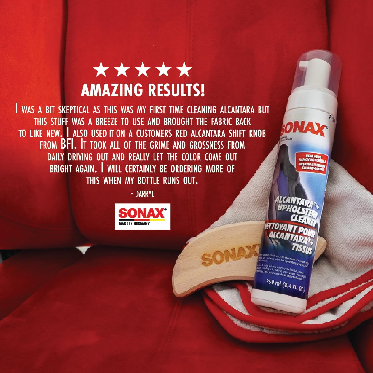 Sonax Upholstery and Alcantara Cleaner, 8.45 fl. oz. (250 mL), Model 206141