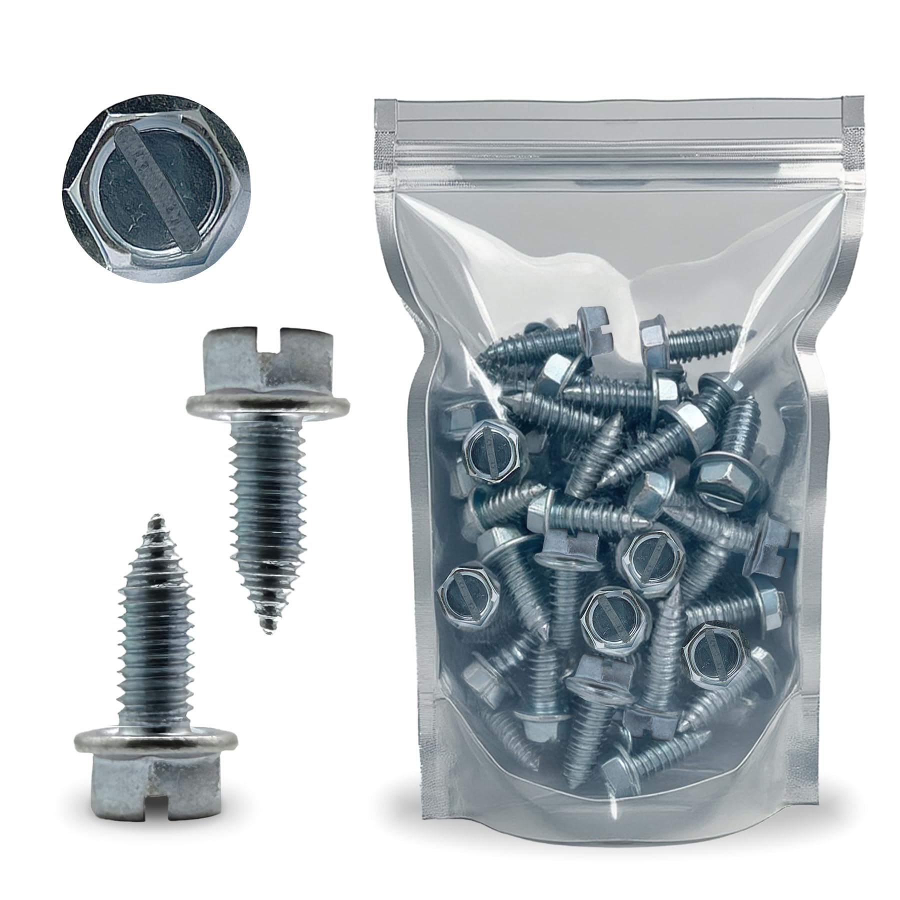 License Plate Screws - Slotted Hex Head - Metric - 6Mm X 16Mm - For Vehicles (100 Per Pack)