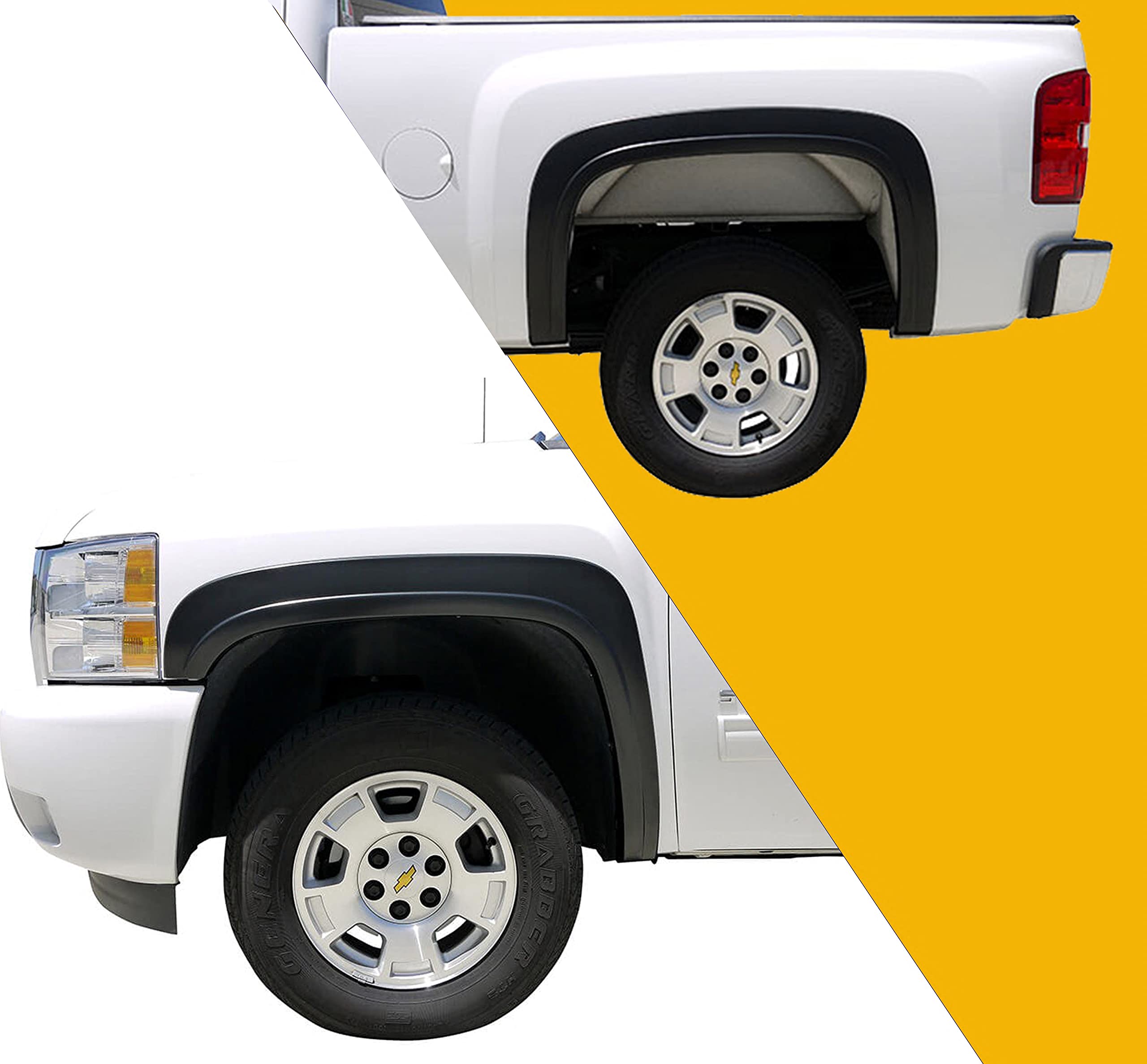 Factory/Oe Design Fender Flares For 2007-2013 Chevrolet Silverado. Set Of 4 (Standard Bed (6'6') / Long Bed (8') Models) | Does Not Fit Any Gmc Trucks