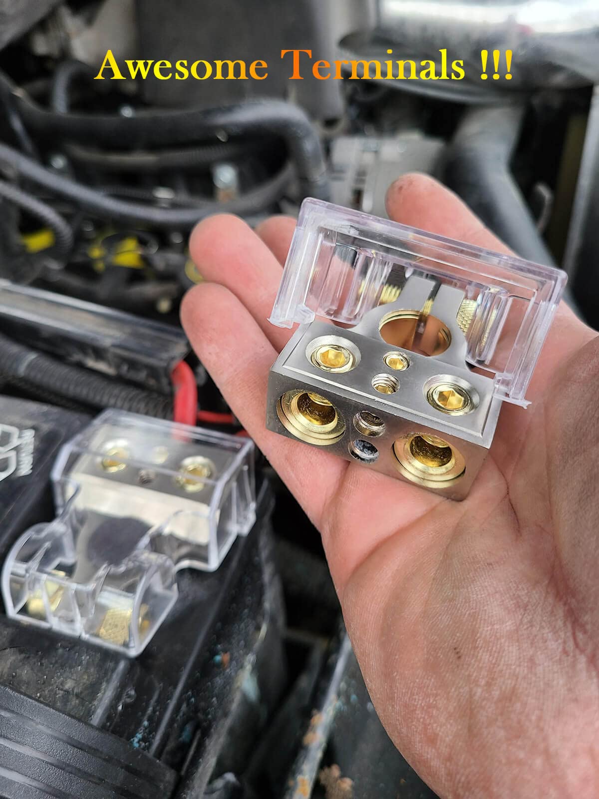 SUNMORN Battery Terminal Connectors, Heavy Duty Metal, 0/2/4/6/8/10 AWG, Silver, Top Post with Shims Protector Cover