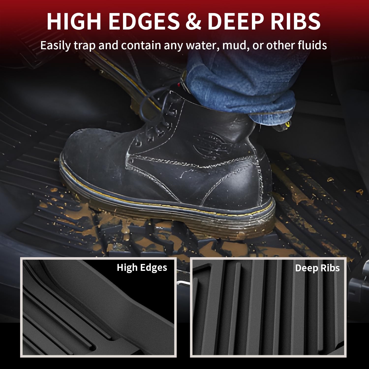 LASFIT TPE Floor Mats for Toyota Camry 2015-2017, Custom Fit All Weather Liners, Black, Model LL-TY02