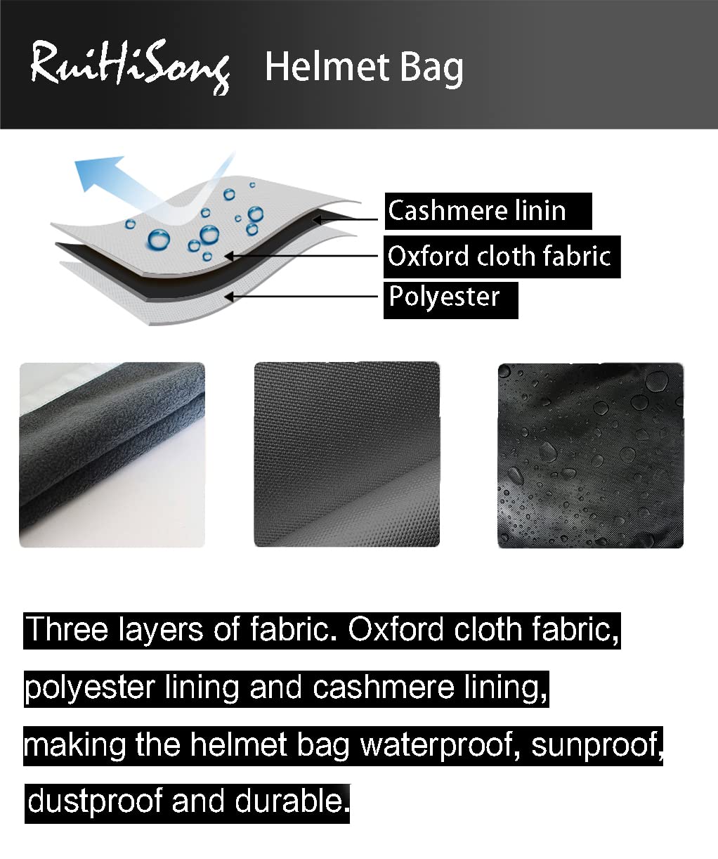 Ruihisong Helmet Bag,Motorcycle Helmet Bag,Helmet Storage Bag With Silver Piping,Small Item Storage Pocket,Two-Way Zipper,Carryi