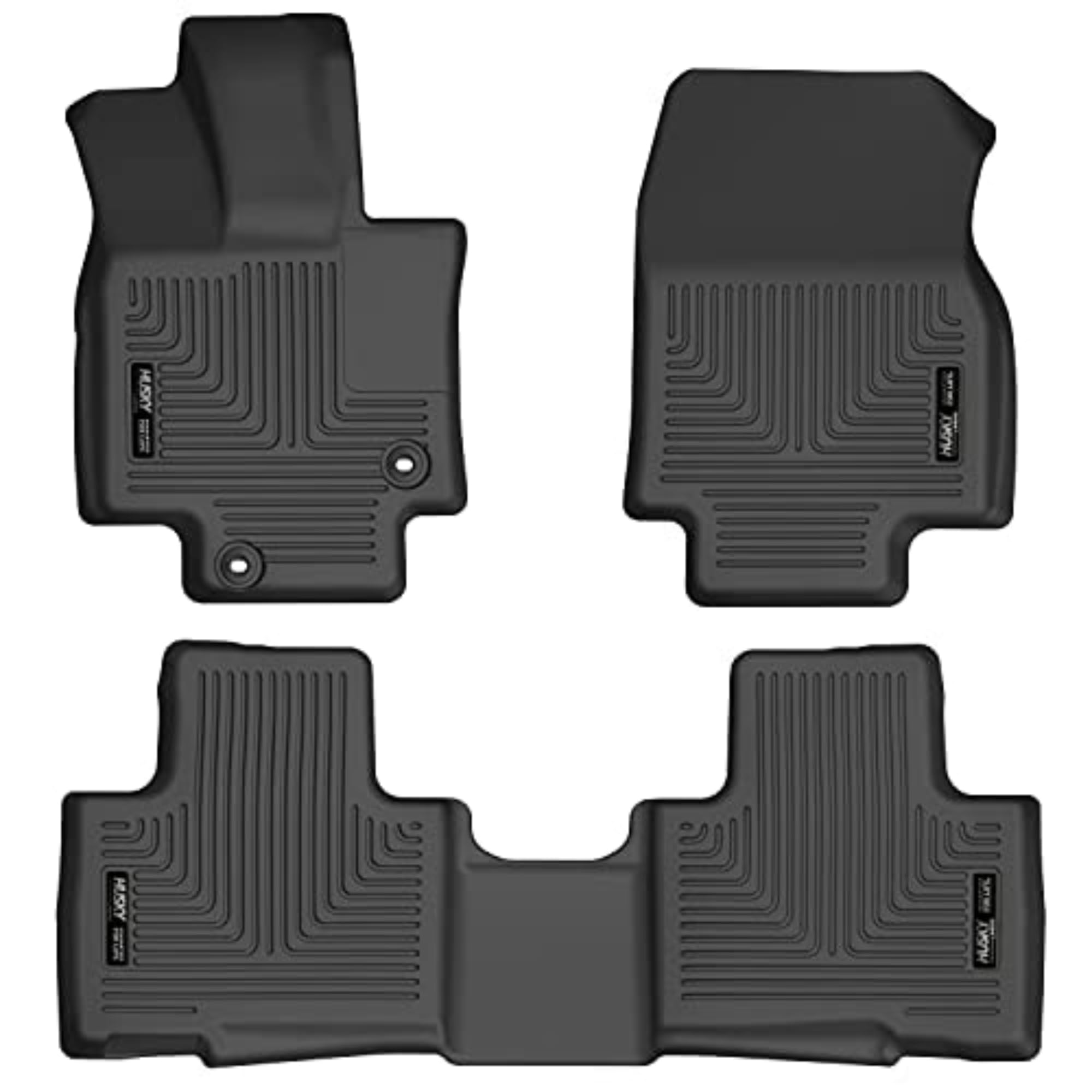 Husky Liners Weatherbeater Floor Mats | Fits 2020-2024 Toyota Highlander | Front & 2Nd Row, 3-Pc Black - 95791