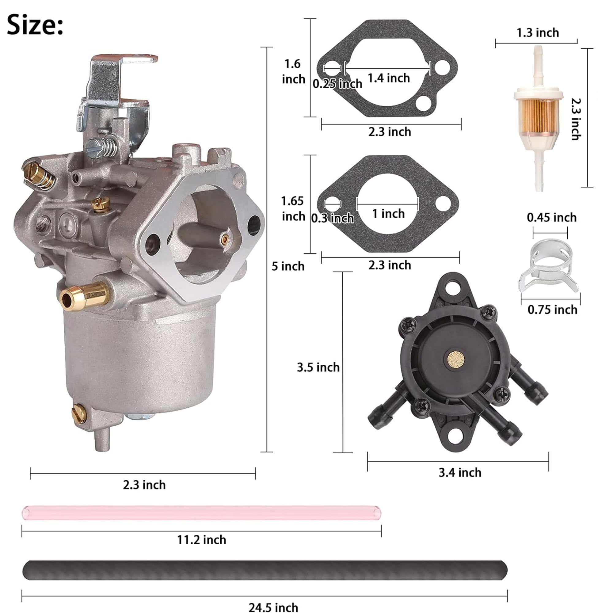 10L0L Fe290 Carburetor Fuel Pump Kit For 1998-Up Club Car Ds & Precedent, Turf, Carryall Golf Cart, Replace Oem 1016438, 1016439