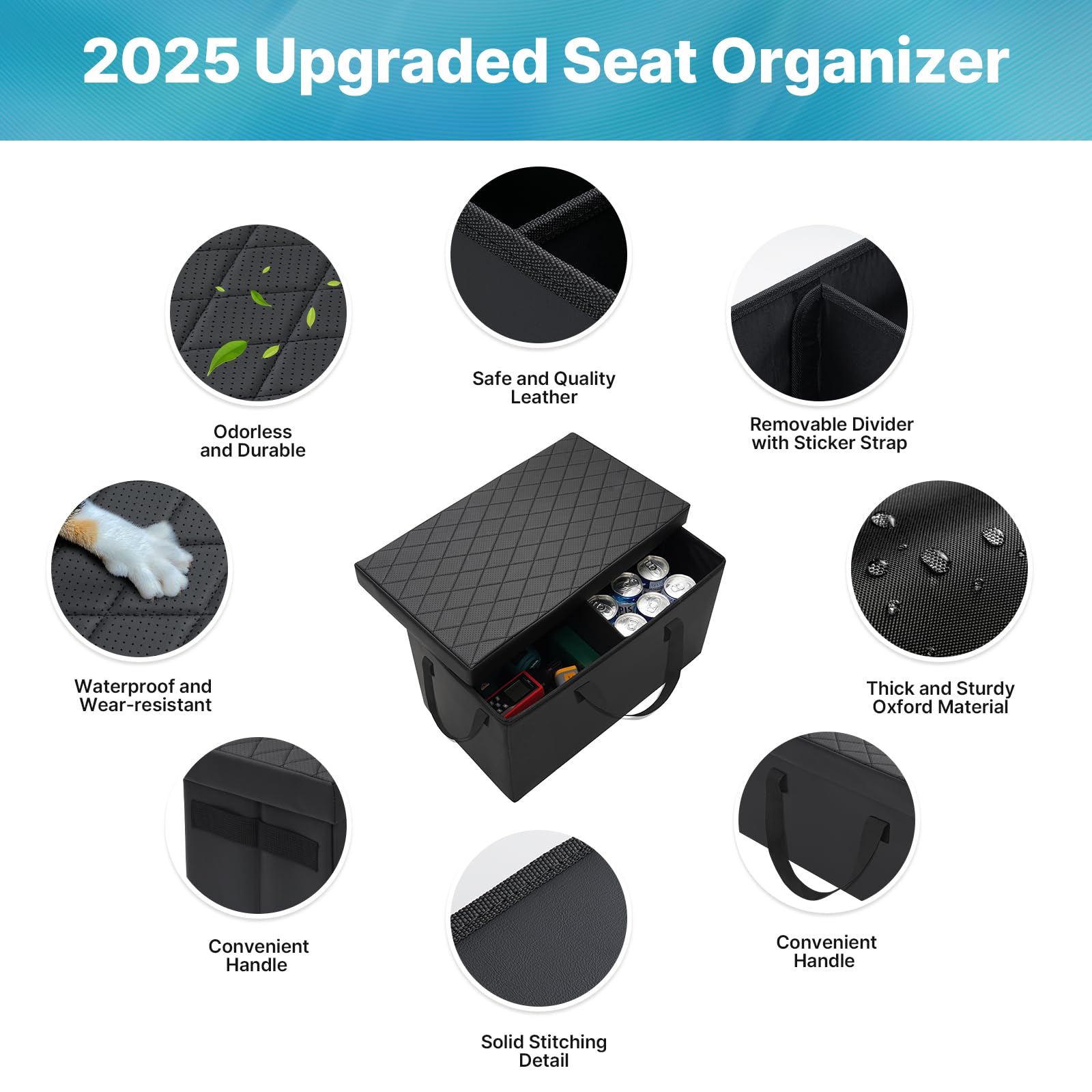 Mixsuper Liner Car Seat Organizer for Chrysler Pacifica 2017-2026, Black Cardboard Console & Backseat Storage for Toys & Supplies