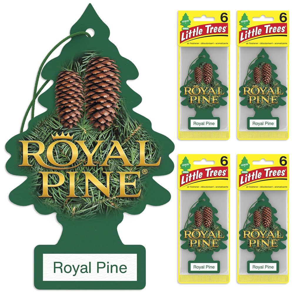 LITTLE TREES Car Air Freshener - Royal Pine, 24 Count, Long Lasting Hanging Tree, Model U6P-60101-AMA, Plastic