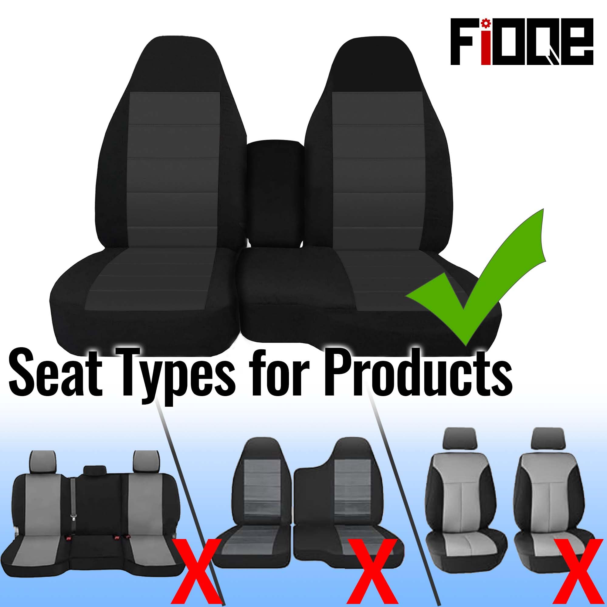 Fioqe 60/40 Split Bench Seat Covers for Chevy Colorado/GMC Canyon, Black with Console, Model X-1