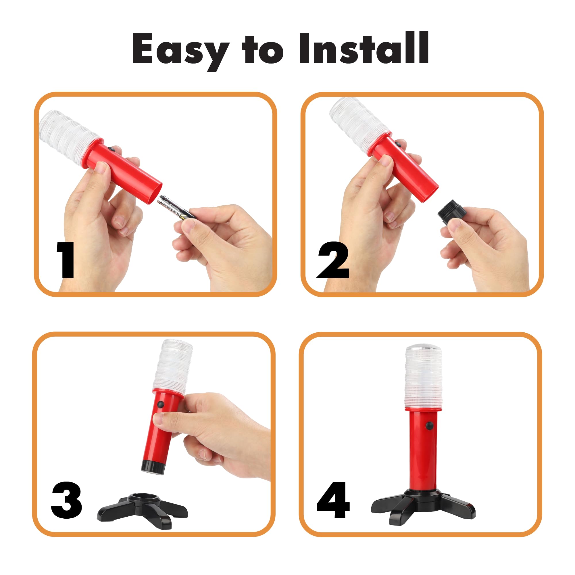 Twinkle Star Emergency Roadside Flares Kit Led Safety Strobe Road Warning Light Highway Beacon Alert Flare With Magnetic Base, D