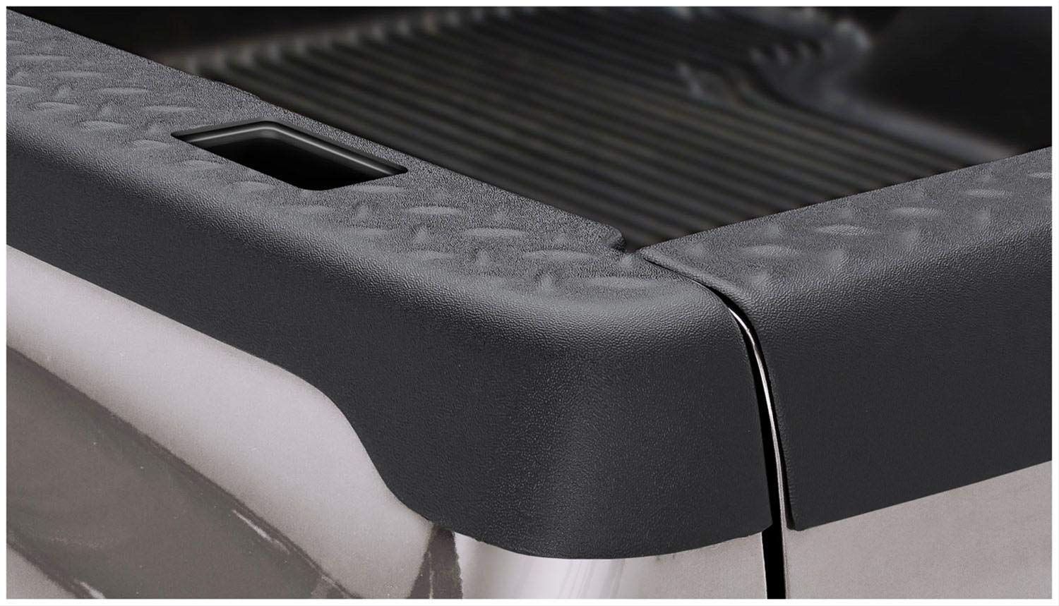Bushwacker Ultimate BedRail Caps - DiamondBack w/ Stake Holes | 2-Piece Set, Black, Smooth Finish | 49503 | Fits 2001-2006 Chevr