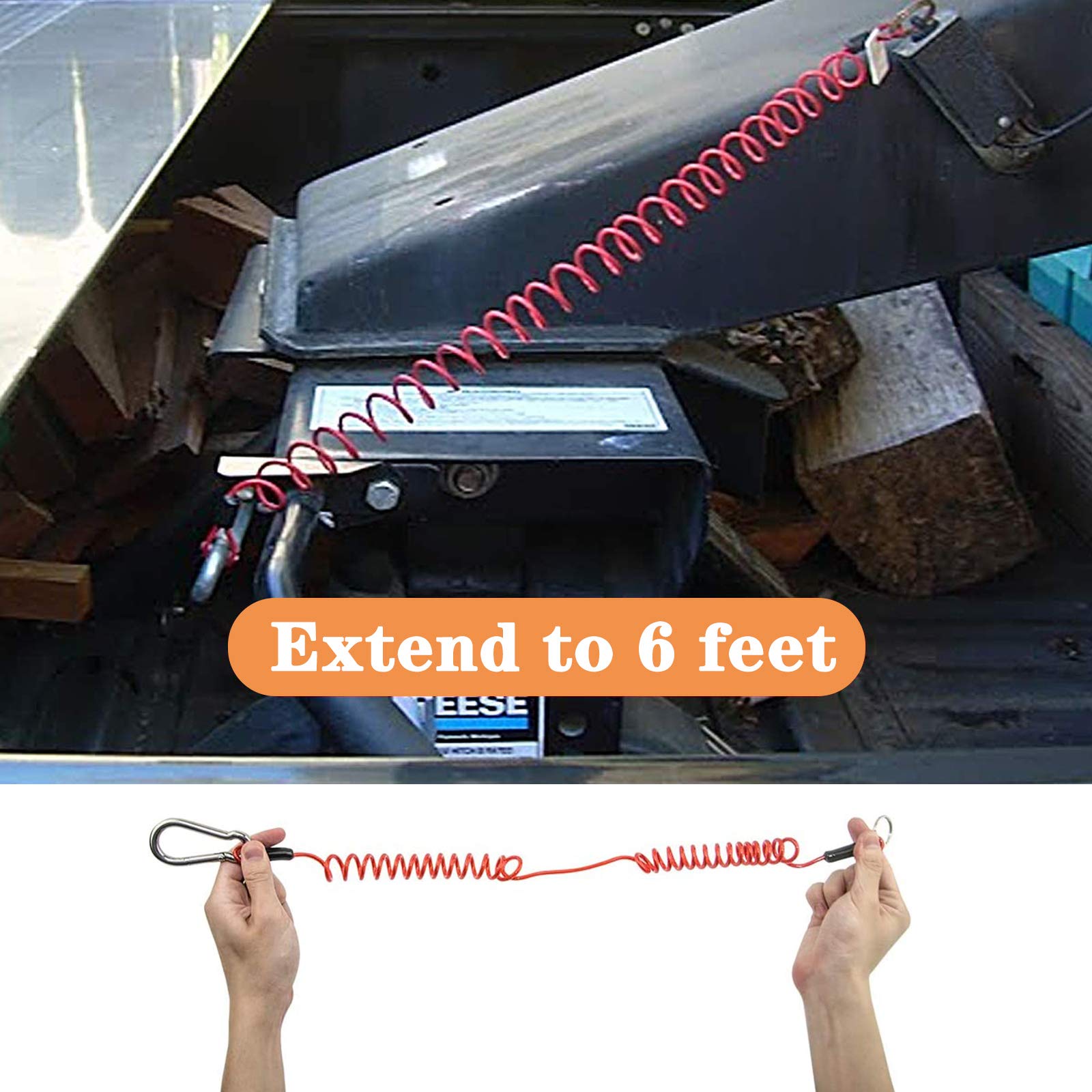 Dpei Xuan 2Pcs Breakaway Trailer Cable, Trailer Brake Cable, Rv Stainless Steel Spring Towing Coiled Wire, Heavy Duty Steel Wire