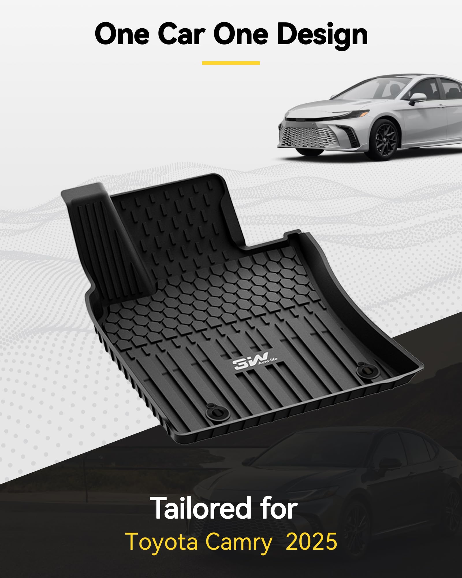 3W Floor Mats For Toyota Camry 2025 Custom Fit Tpe All Weather Floor Liners For 2025 Toyota Camry (Include Hybrid/Se/Xse/Le/Xle/