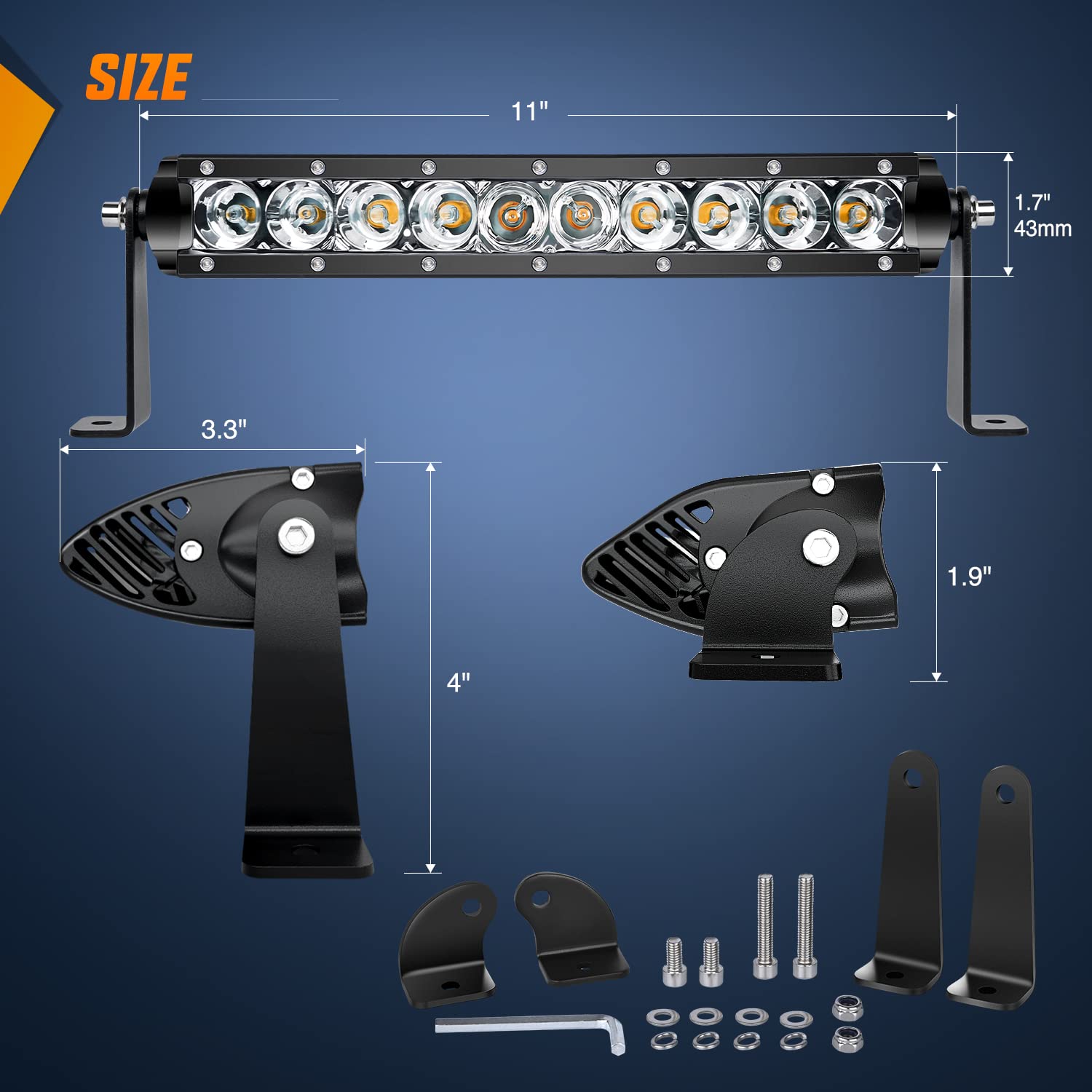 Nilight Led Light Bar Amber 2Pcs 11 Inch 50W Flood 5000Lm Super Slim 3D Driving Fog Off Road Work Pods For Trucks Pickup Suv Atv