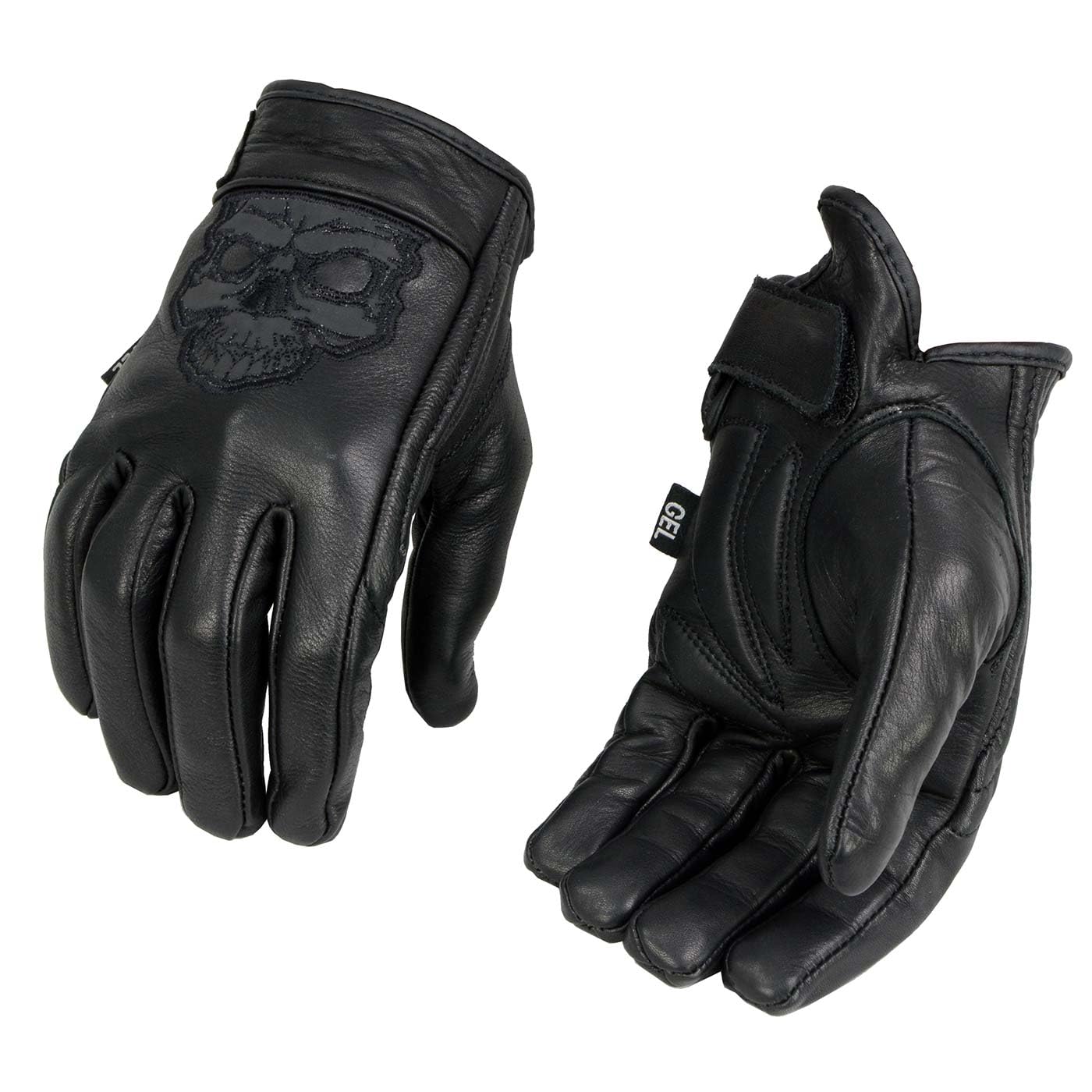 Milwaukee Leather Men'S Black Leather ‘Reflective Skull’ Motorcycle Hand Gloves W/Gel Padded Palm Mg7570 - Large