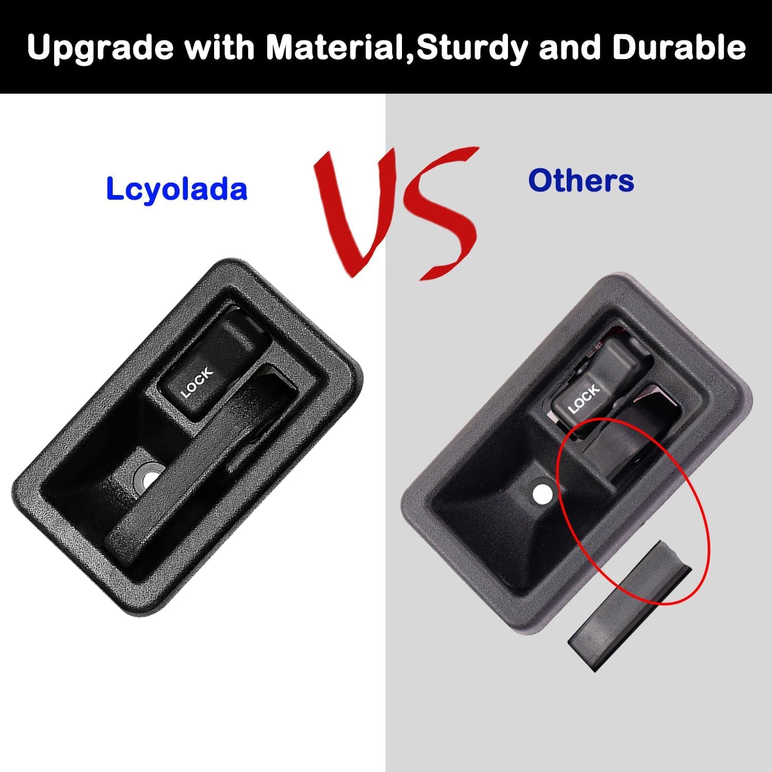 Lcyolada Exterior & Interior Door Handle for Jeep Wrangler TJ YJ 1991-2006 with Full Doors Replaces 55176382AE 55176383AE,Set of