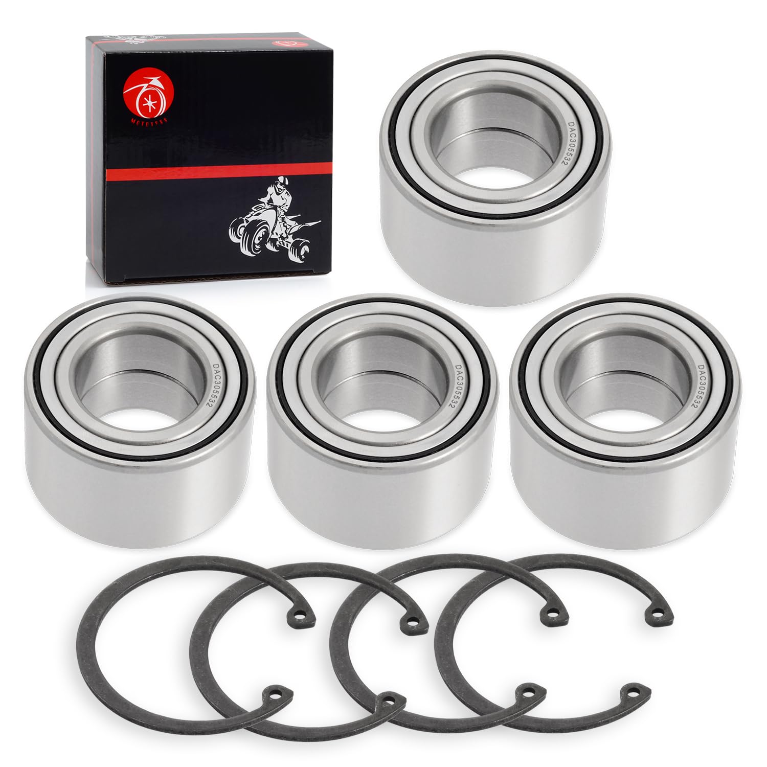 93305-00602-00 Front & Rear Heavy Duty Wheel Bearing 30x55x32mm + CIRCLIP Compatible with YAMAHA GRIZZLY 550 660 700 Kodiak 450