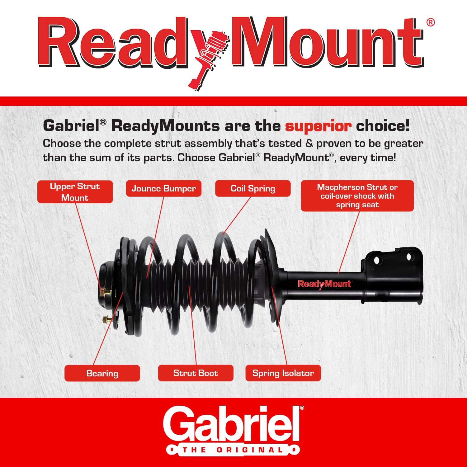 Gabriel G56963 Ultra Readymount Front Right Complete Strut Assembly For 99-04 Chrysler 300M, 98-04 Chrysler Concorde, 98-04 Chry