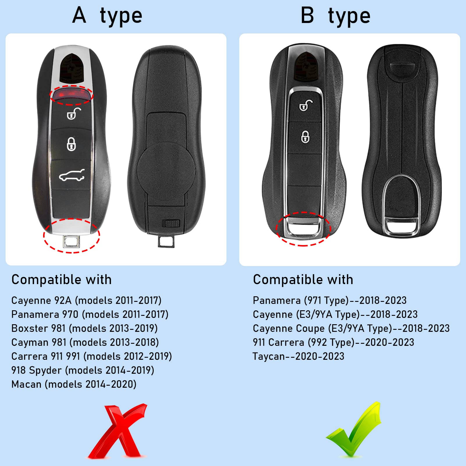 Jaronx Compatible with Porsche Key Fob Cover, Compatible with Porsche Cayenne Panamera Key Cover 2018-2024, Compatible with Pors