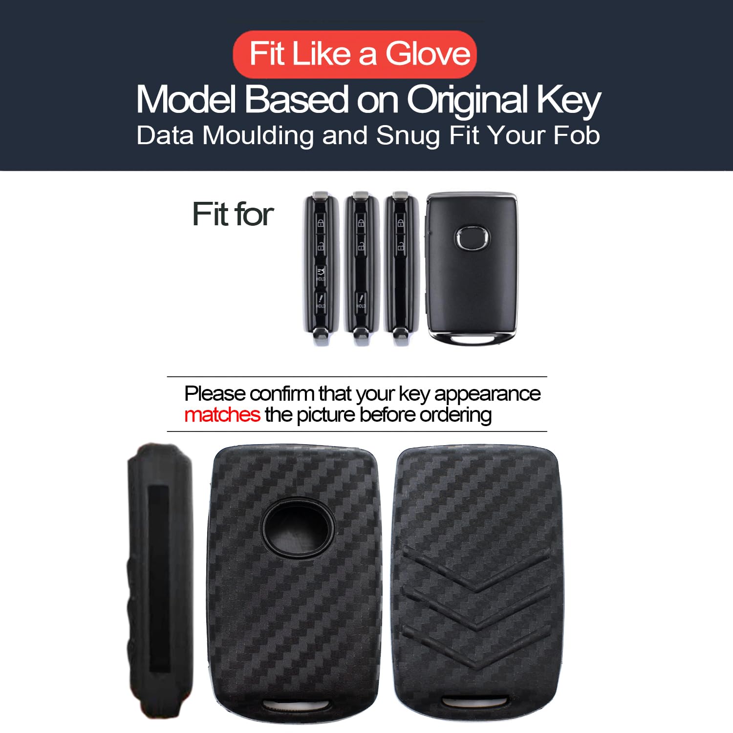 2Pcs Compatible With 2022 2021 2020 Mazda 3 6 Cx-30 Cx-5 Cx-9 Mx-5 Miata Carbon Fiber Looks Black Silicone Fob Key Case Cover Pr