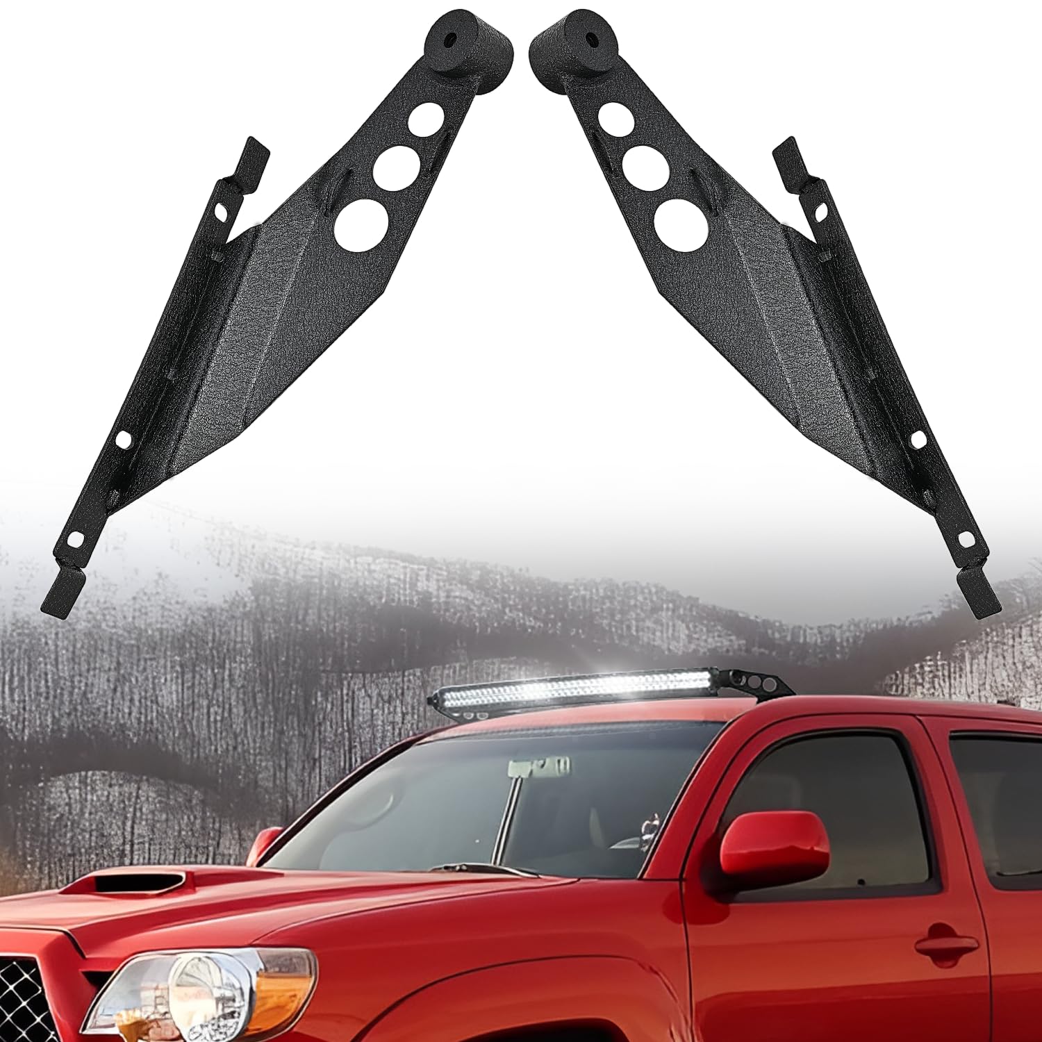 Nilight 50 inch Straight LED Light Bar Bracket Mounting Upper Windshield Roof Cab Brackets Compatible with Toyota Tacoma 2005-20