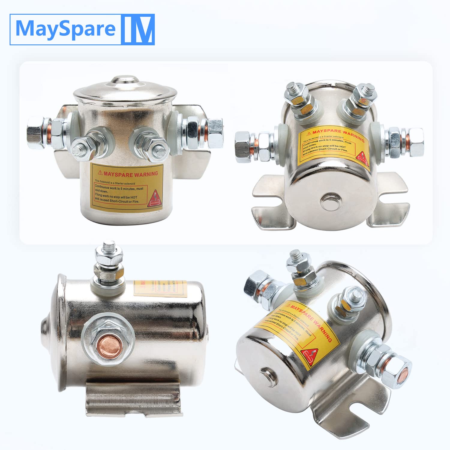Upgrade Max 300A In Rush Continuous Duty Solenoid Relay Nickel-Plating For Golf Carts, Winch, Marine 12Vdc