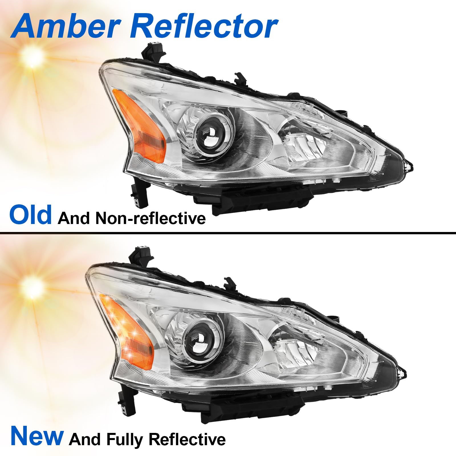 Alziria Headlight Assembly Compatible With 2013 2014 2015 13 14 15 Nissan Altima 2013-2015 13-15 Nissan Altima S/Sl/Sv-Only Fit