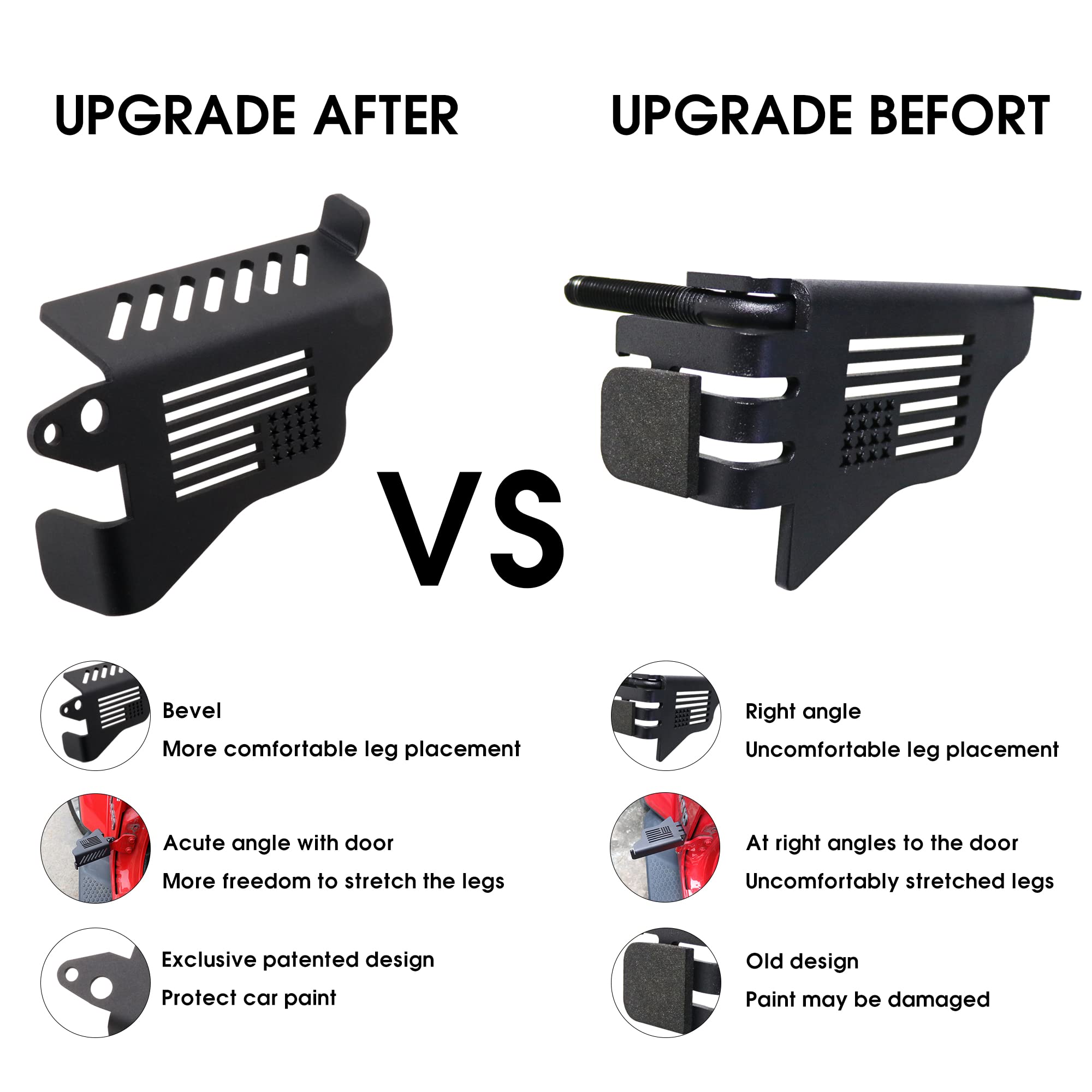 Upgrade Door Hinge Foot Pegs For Jeep Wrangler, Sukemichi Black Steel Exterior Foot Peg Rest Pedals For 2007-2024 Jeep Wrangler
