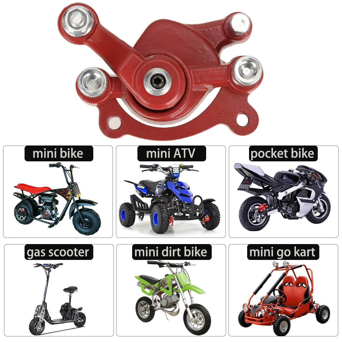 FVRITO Front Brake Caliper and Pad for Classic 80cc MM-B80 105cc 1000w MM-E1000 Motovox MBX10 MBX11 Coleman CT100U CC100X Mini B
