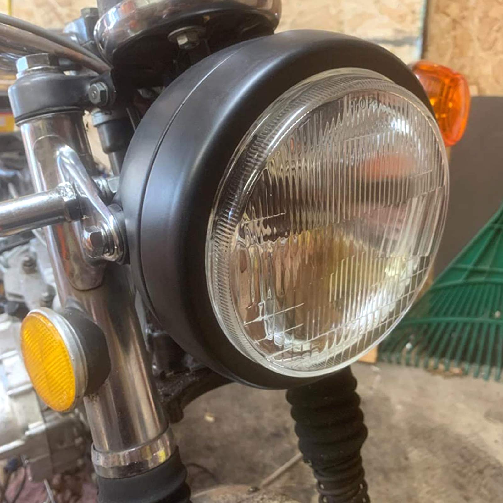 5.75 5 3/4inch Black LED Motorcycle Headlight Housing Bucket compatible with Shadow Yamaha Cafe Racer Bobber Cruiser Suzuki Kawa