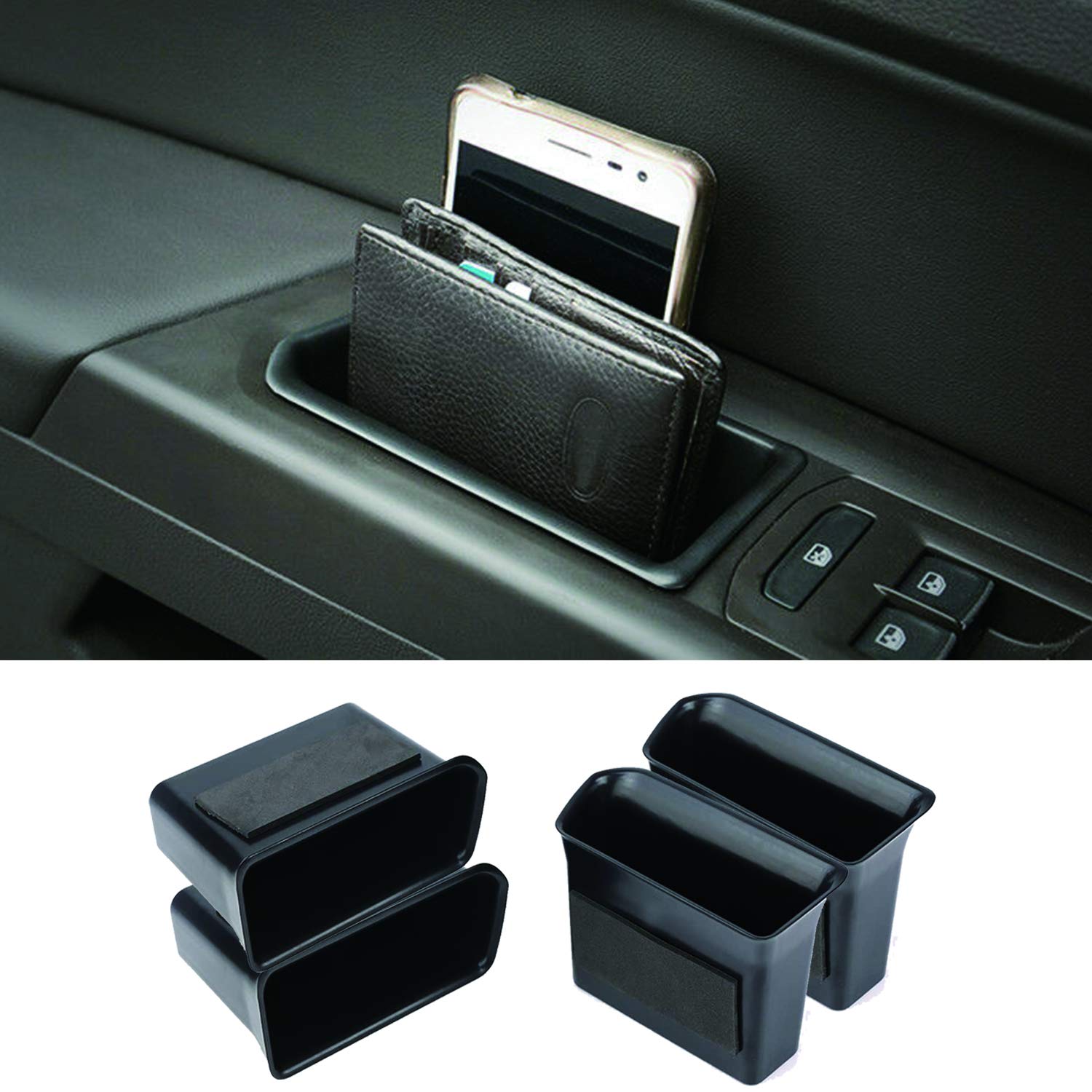 Citumo 4PK Armrest Container Door Storage Organizer Box Tray Handle for VW Volkswagen Atlas 2018-2022 Atlas Cross Sport (2 Front