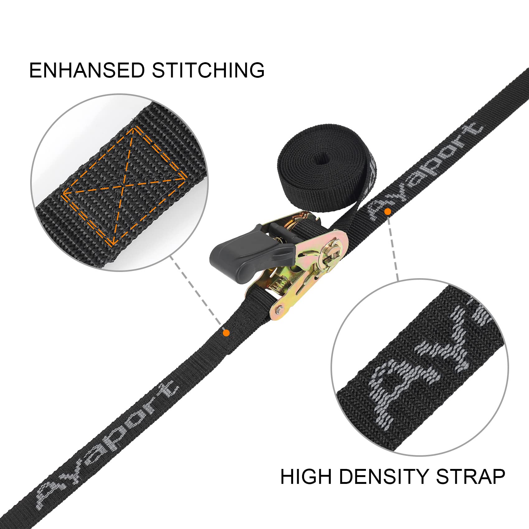 Ayaport Endless Ratchet Strap 1 inch 10 feet 2500LBS Break Strength (no Hook) Small Short Ratcheting Tie Down Motorcycle Car Roo