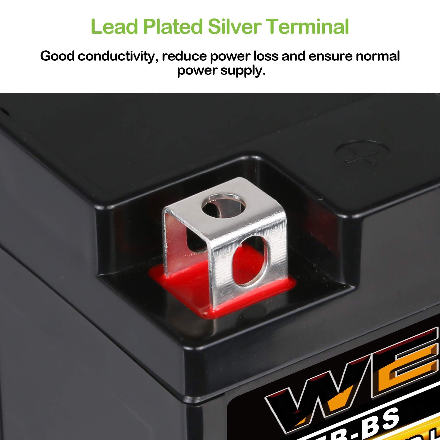 WEIZE YT7B-BS Maintenance Free Sealed AGM Motorcycle Battery for Yamaha ATV - Black