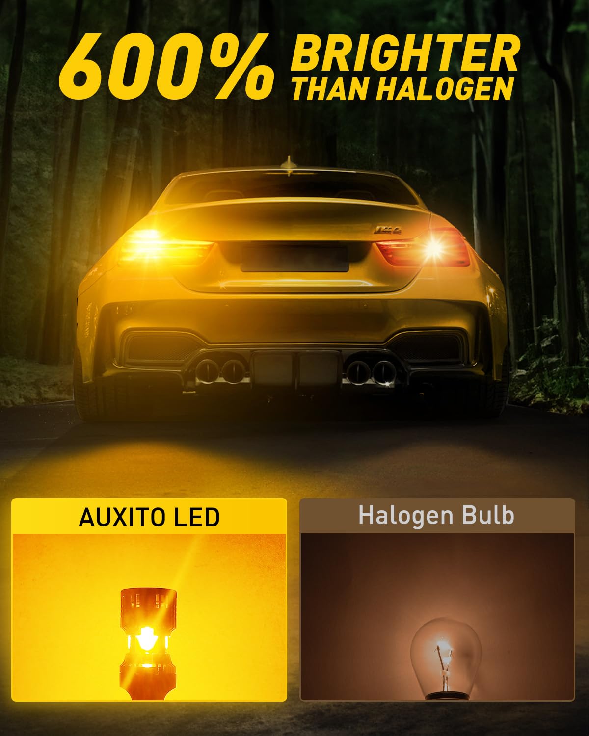 Auxito 2025 Latest Canbus 7440 7443 Led Bulbs Amber Yellow With Built-In Resistor Anti Hyper Flash 7440Na 7441 7444 7444Na W21W