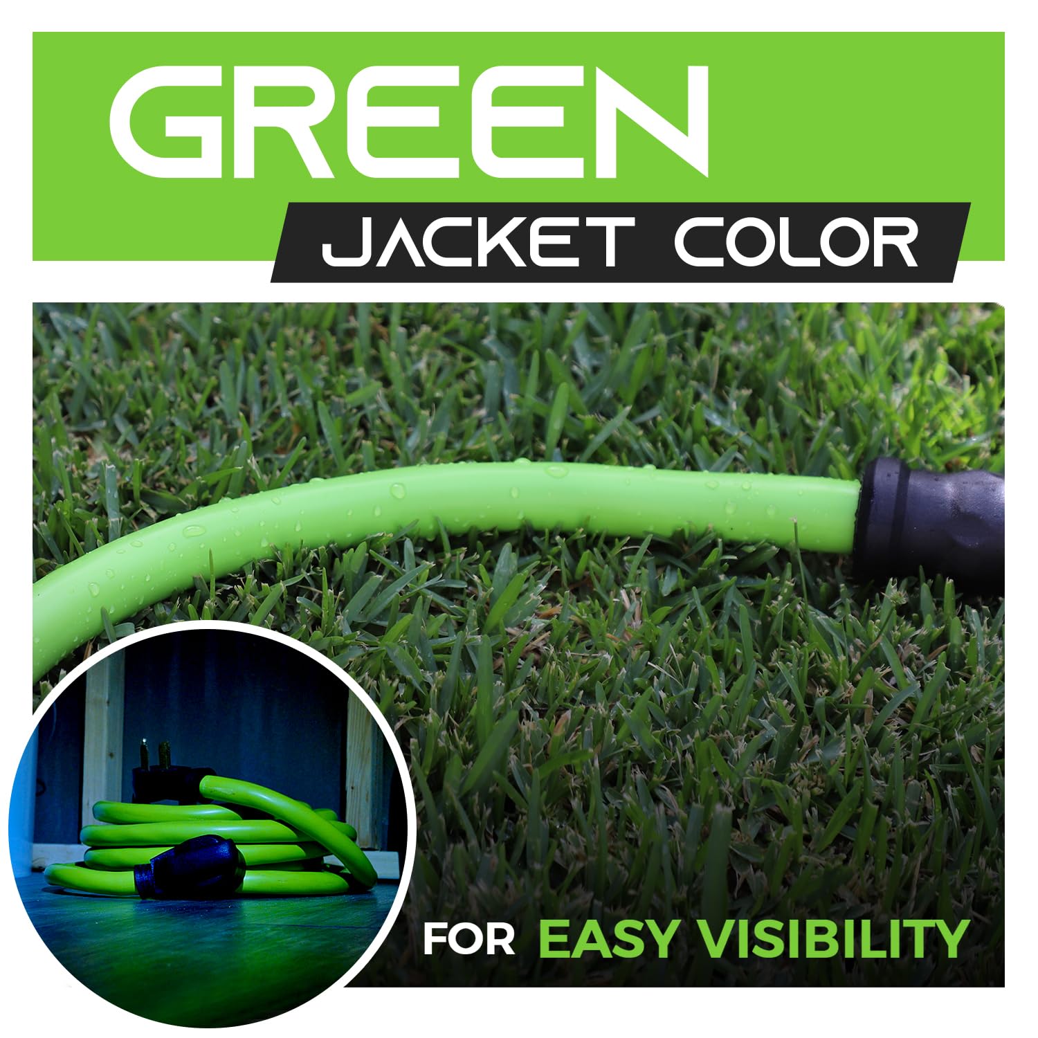 GEARit 30-Amp RV Extension Cord, 100ft 10/3 STW Outdoor Power Cable, NEMA TT-30P to TT-30R, Green