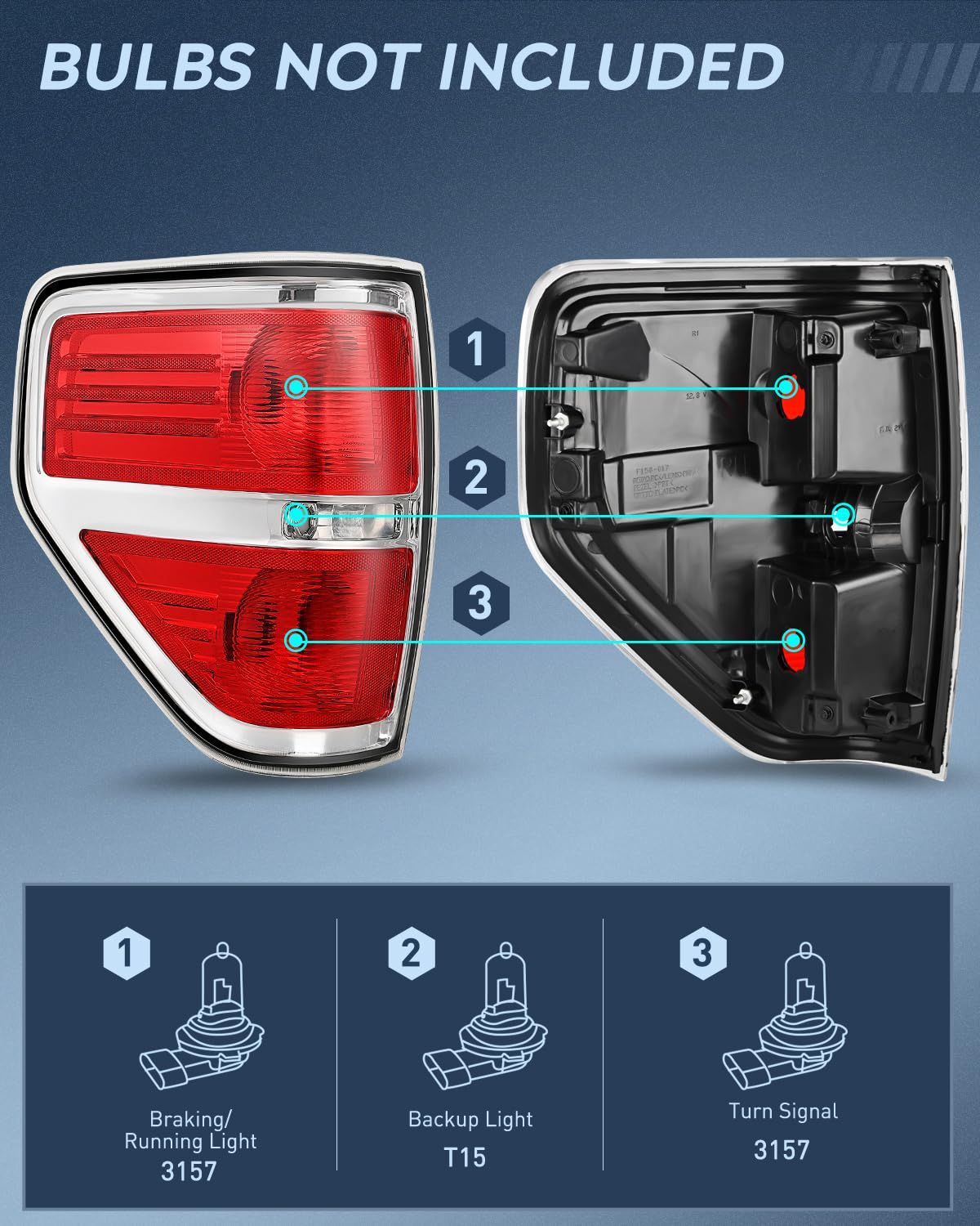 Nilight Taillight Assembly Compatible With 2009 2010 2011 2012 2013 2014 Ford F-150 F150 Pickup Truck Taillights Rear Lamp Repla