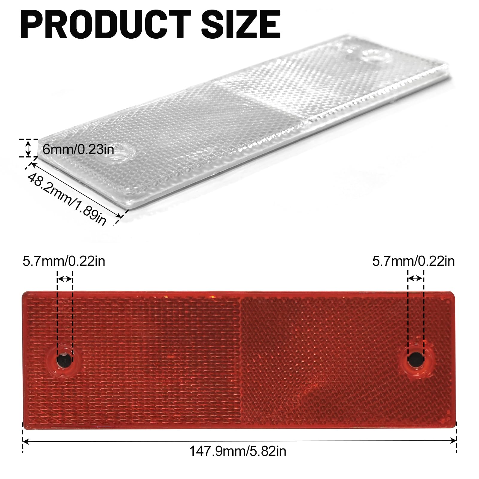 Tutudow Waterproof Self-Adhesive Car Truck Safety Reflective Strips, Hazard Warning Stickers, For Rvs, Cars, Trucks, Road Signs (Red/White) - Pack Of 16