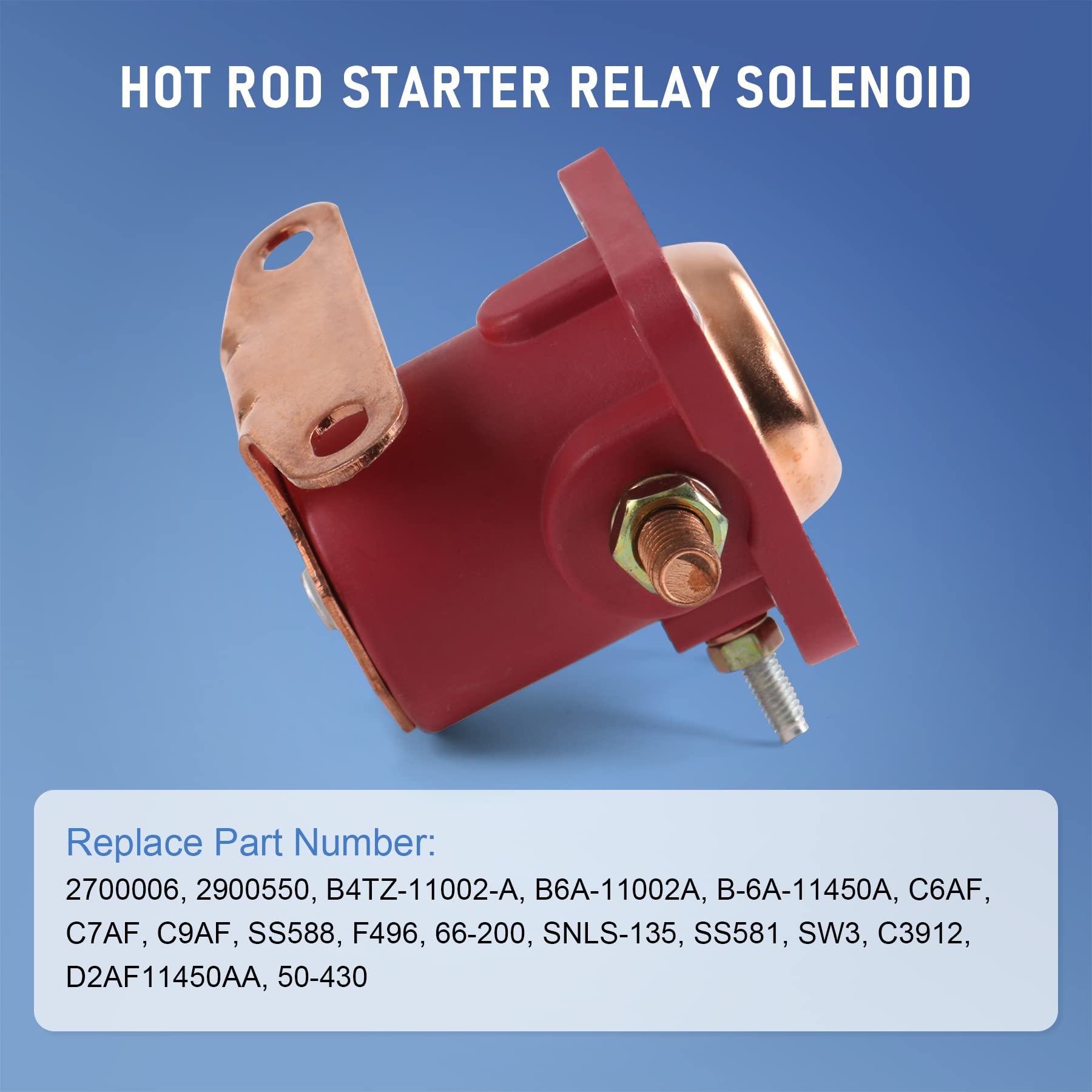 JDMSPEED New Red Solenoid Relay 12V Heavy Duty Replacement for Ford Starter Car Truck Replaces SW3, SNL135, B-6A-11450A, D2AF114