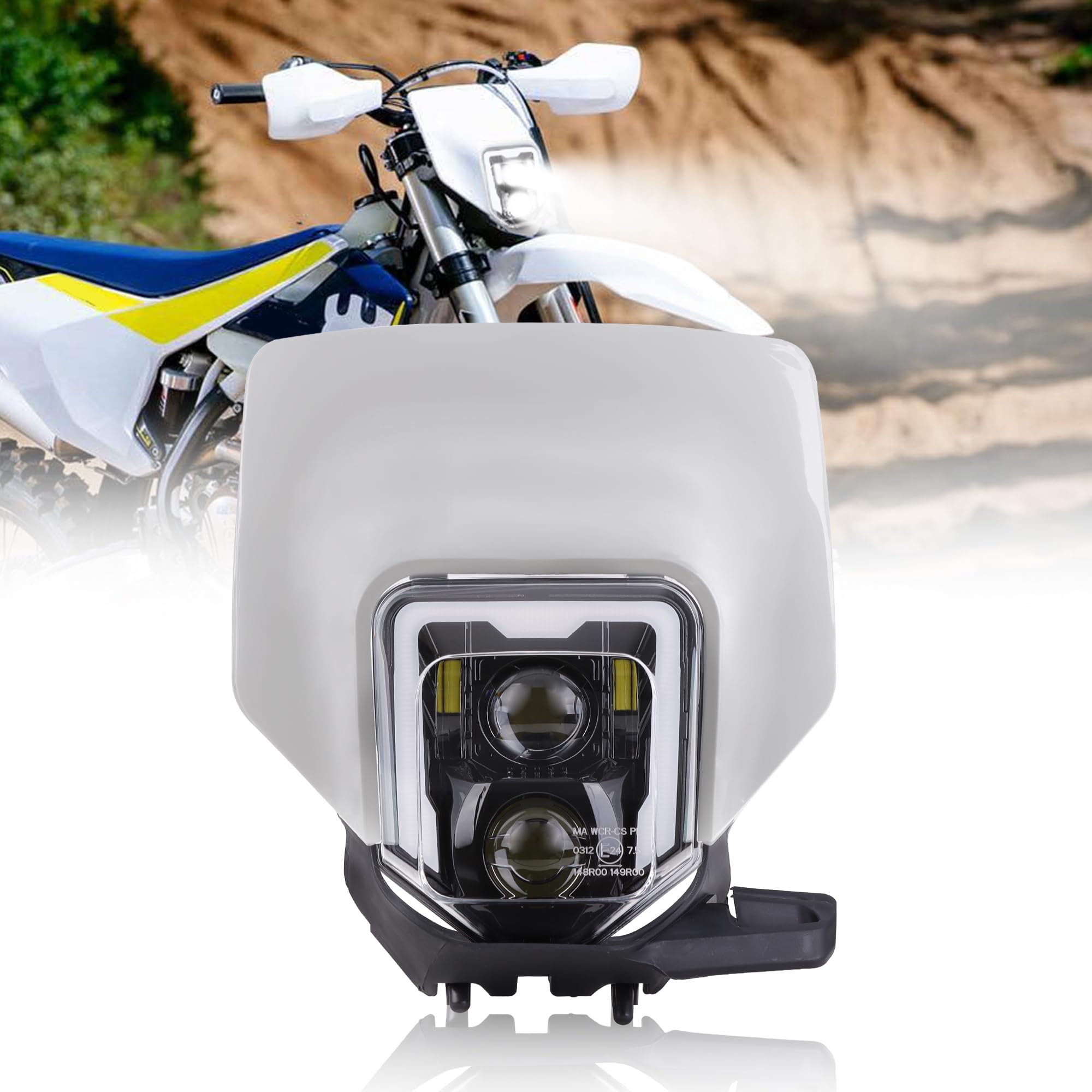 Ramjet4X4 Led Dirt Bike Headlight Motocross Headlamp W/Bezel Fit For 2017-2023 Husqvarna Fe 250 350 450 501 701, Te150 250I 300I