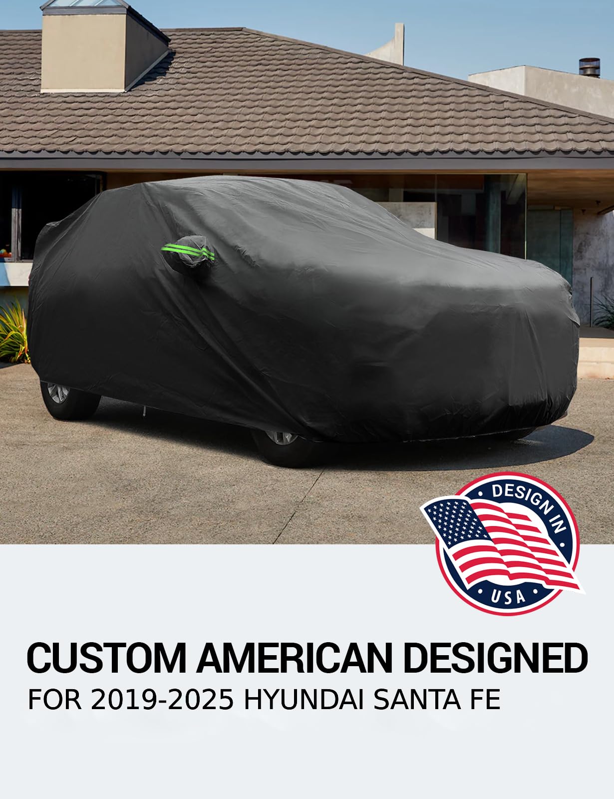 Proadsy 2025 Upgrade Car Cover For Hyundai Santa Fe 2019-2024 2025, Waterproof All Weather, Windproof Snowproof Rain Hail Sun Uv