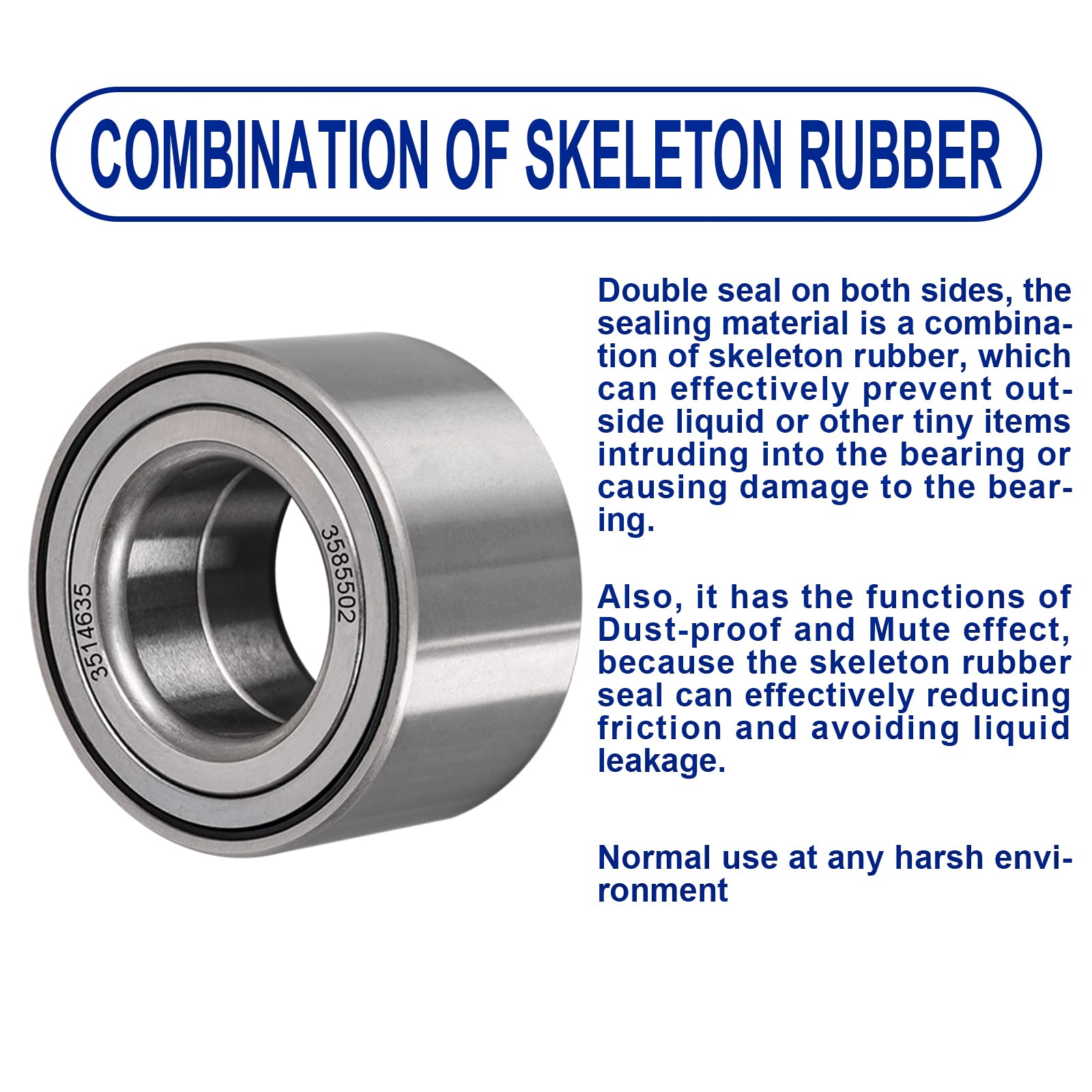 Rear Wheel Bearings fit for UTV/ATV Polaris Side by Side Sportsman/RZR/Ranger/Polaris/Brutus HD, Set of 2, 3514635, 3585502