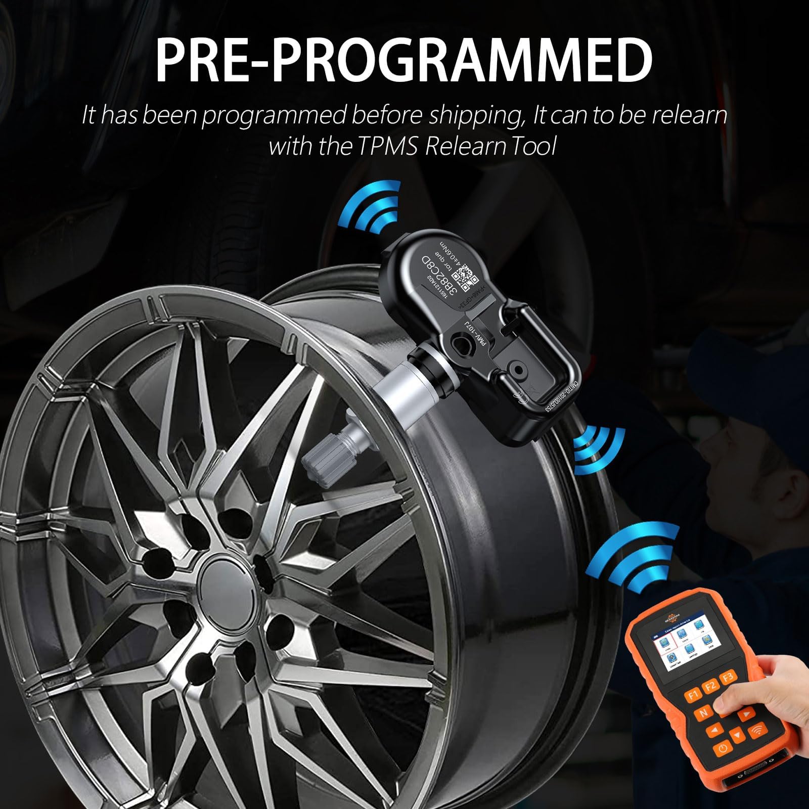 GEARMEISTER Tpms Sensor, 433MHZ Tire Pressure Sensor for Chevrolet/Buick/Cadillac/GMC Acadia Sierra 2016-2022, Pre-Programmed TP