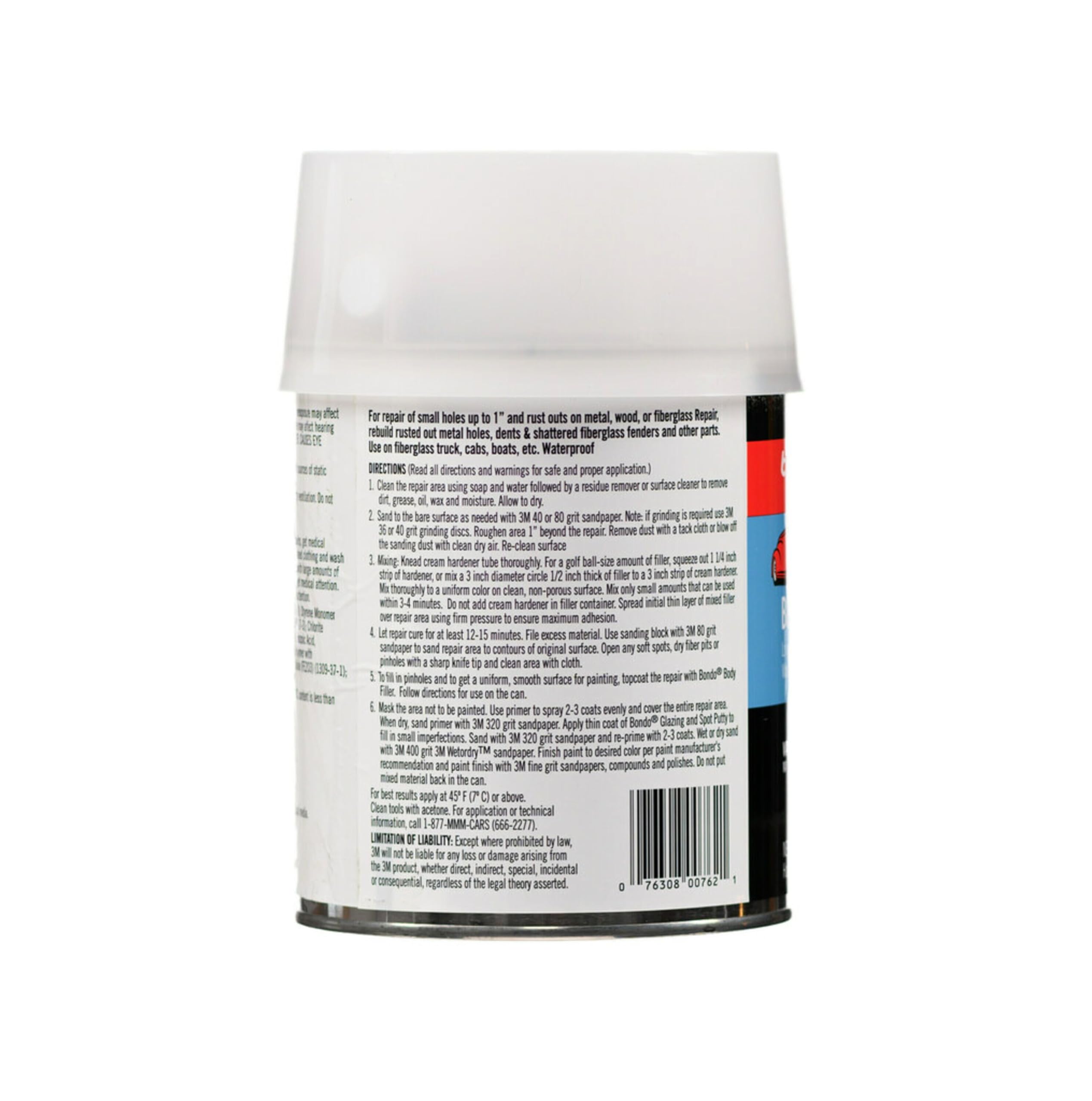 Bondo Bondo-Hair Fiberglass Reinforced Filler, 1 Quart, White, Model 762