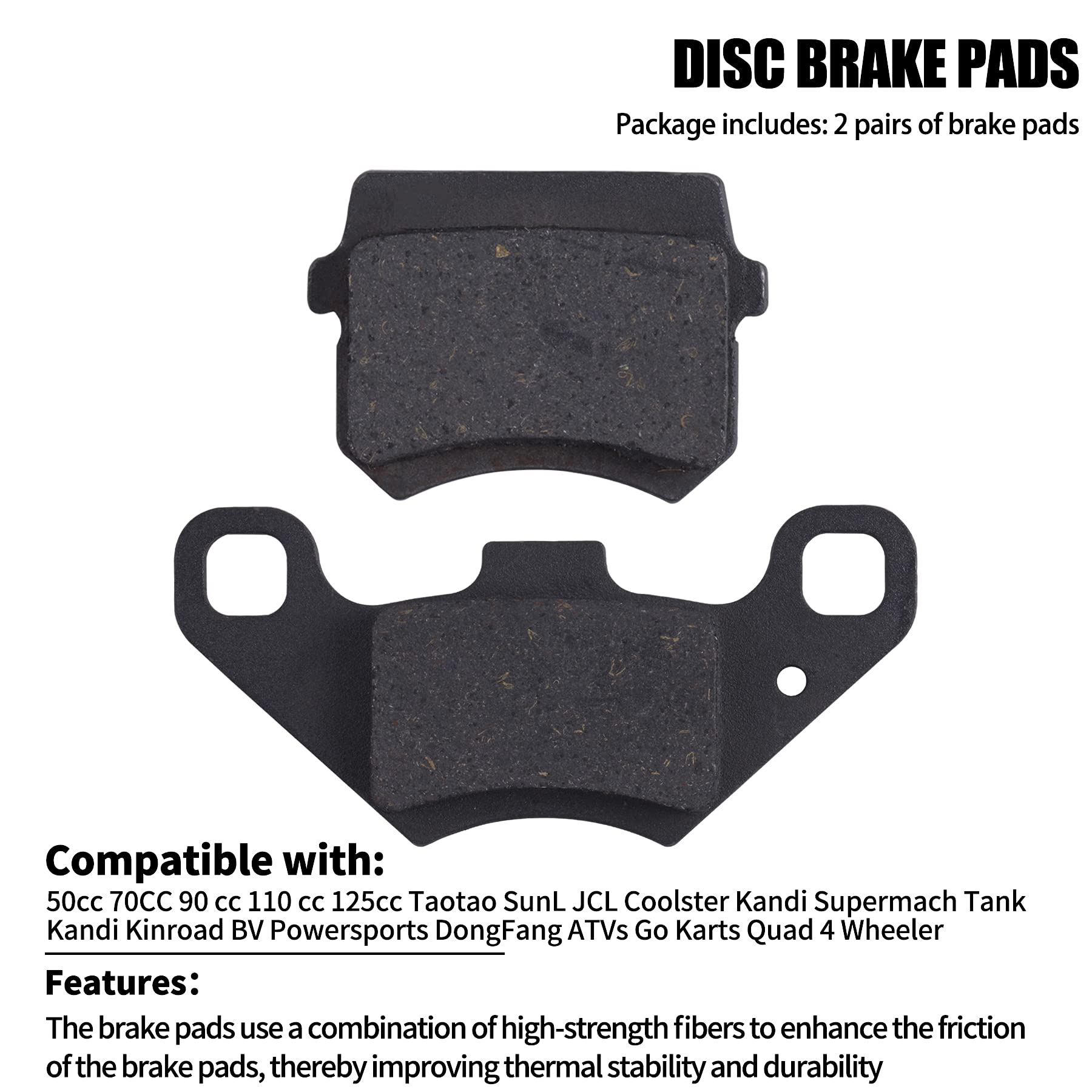MWMNUN Disc Brake Pads Compatible with 50cc 70CC 90 cc 110 cc 125cc Taotao SunL JCL Coolster Kandi Supermach Tank Kandi Kinroad