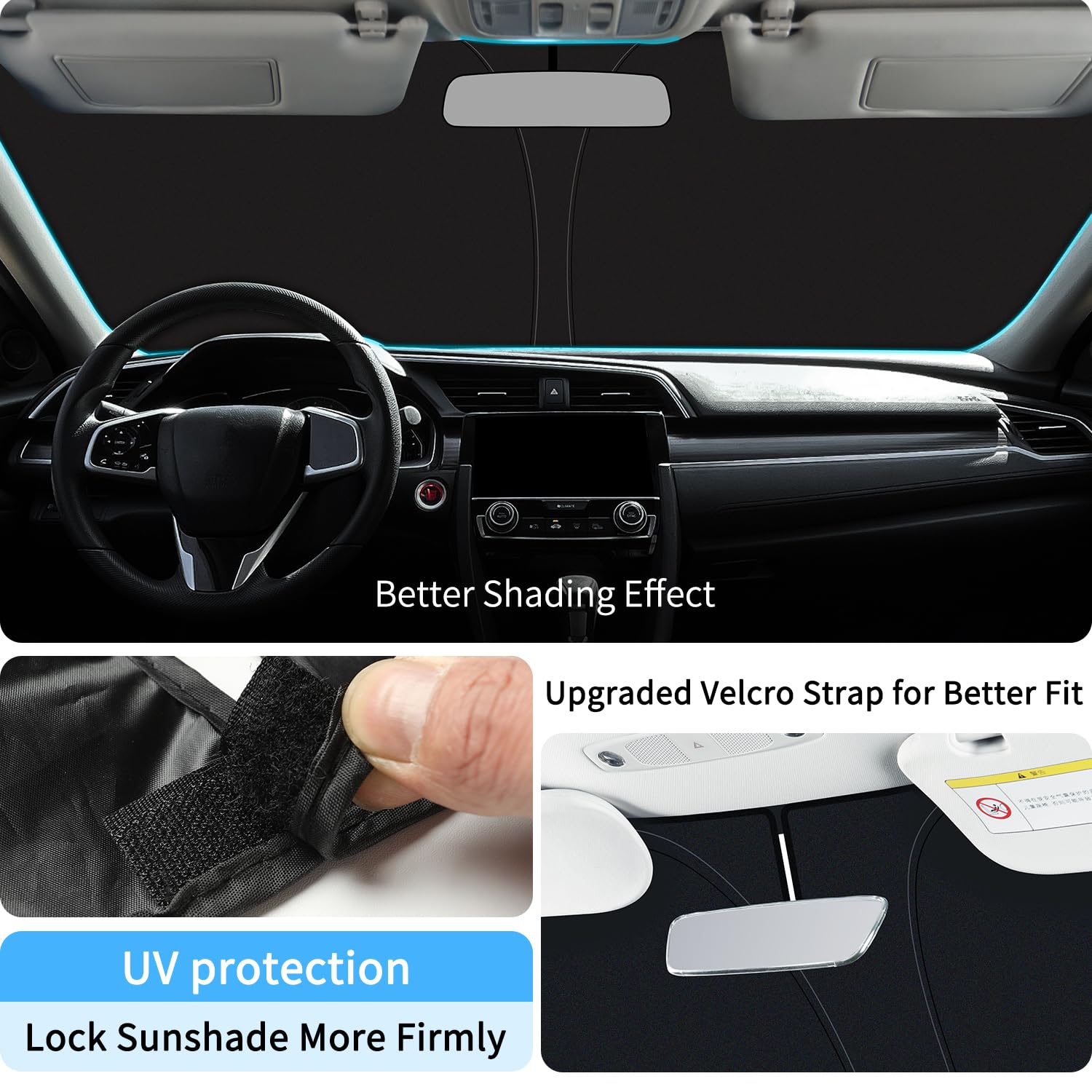 Kboise 2025 Upgrade Professional Windshield Sun Shade For Toyota Tacoma 2016-2025, Innovative No-Light-Pass Technology For Maxim